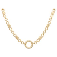 Vintage Hermès Diamond Infinity Circle Necklace Set in 18k Yellow Gold