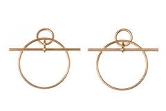 Vintage Hermès Earrings of Circular Hoops of Abstract Design, French, circa 1980