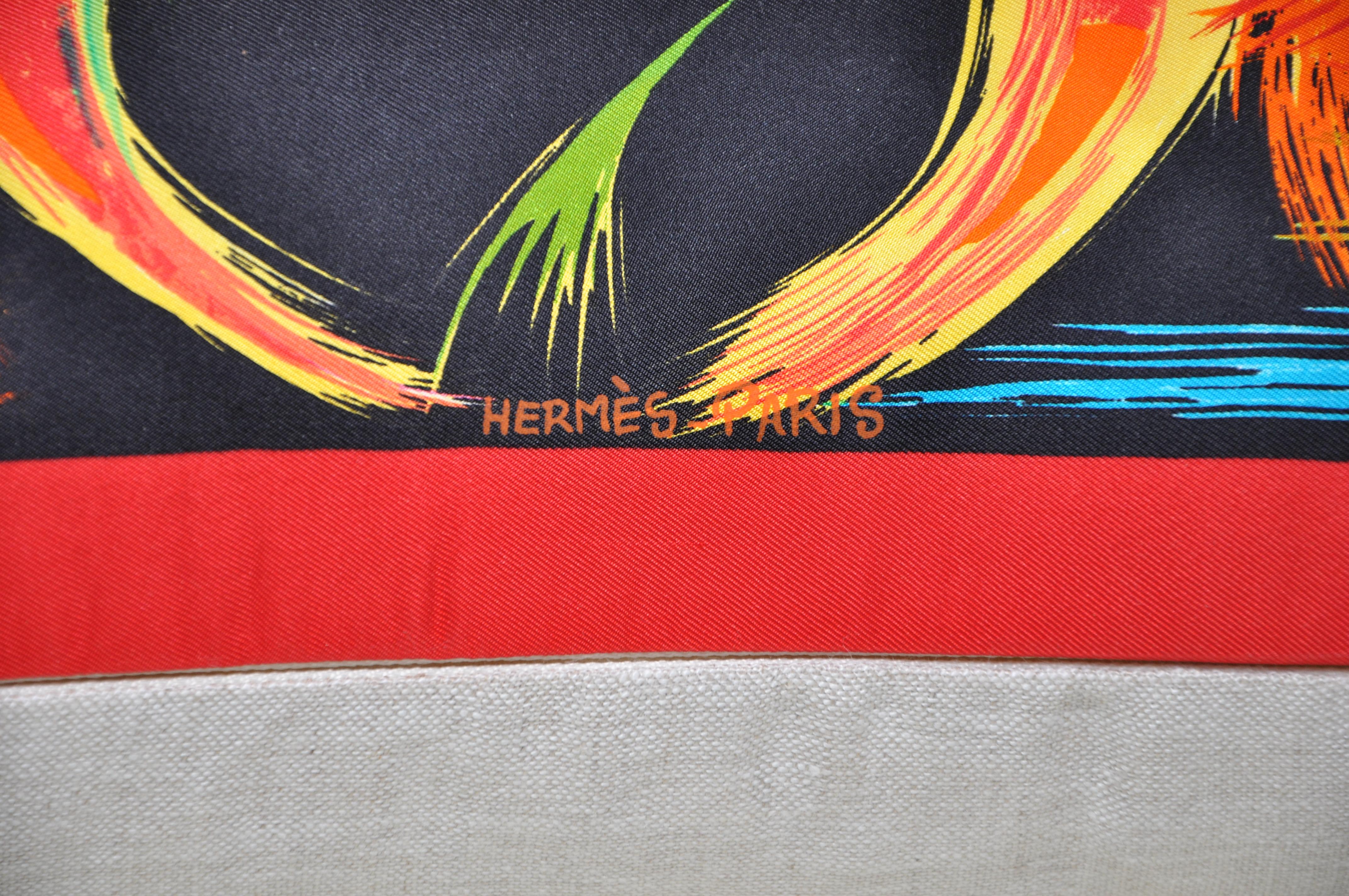 Vintage Hermès Eiffel Tower Paris Silk Scarf and Irish Linen Cushion Pillow In Excellent Condition For Sale In Belfast, Northern Ireland