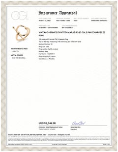 Vintage Hermes Achtzehn Karat Roségold PM Echappee 50 Ring, Vintage