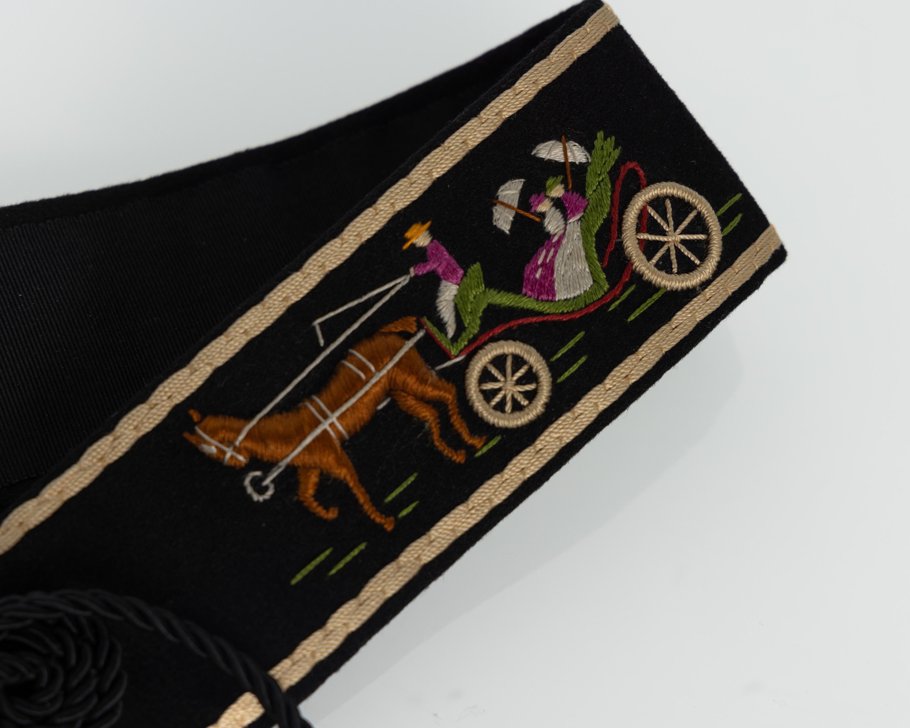Vintage Hermès Bestickter Wollfilzgürtel mit Quaste - Museumsstück, ca. 1940er Jahre im Angebot 2