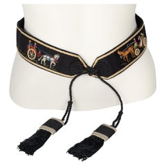 Vintage Hermès Embroidered Wool Felt Tassel Belt — Museum Piece, c. 1940s
