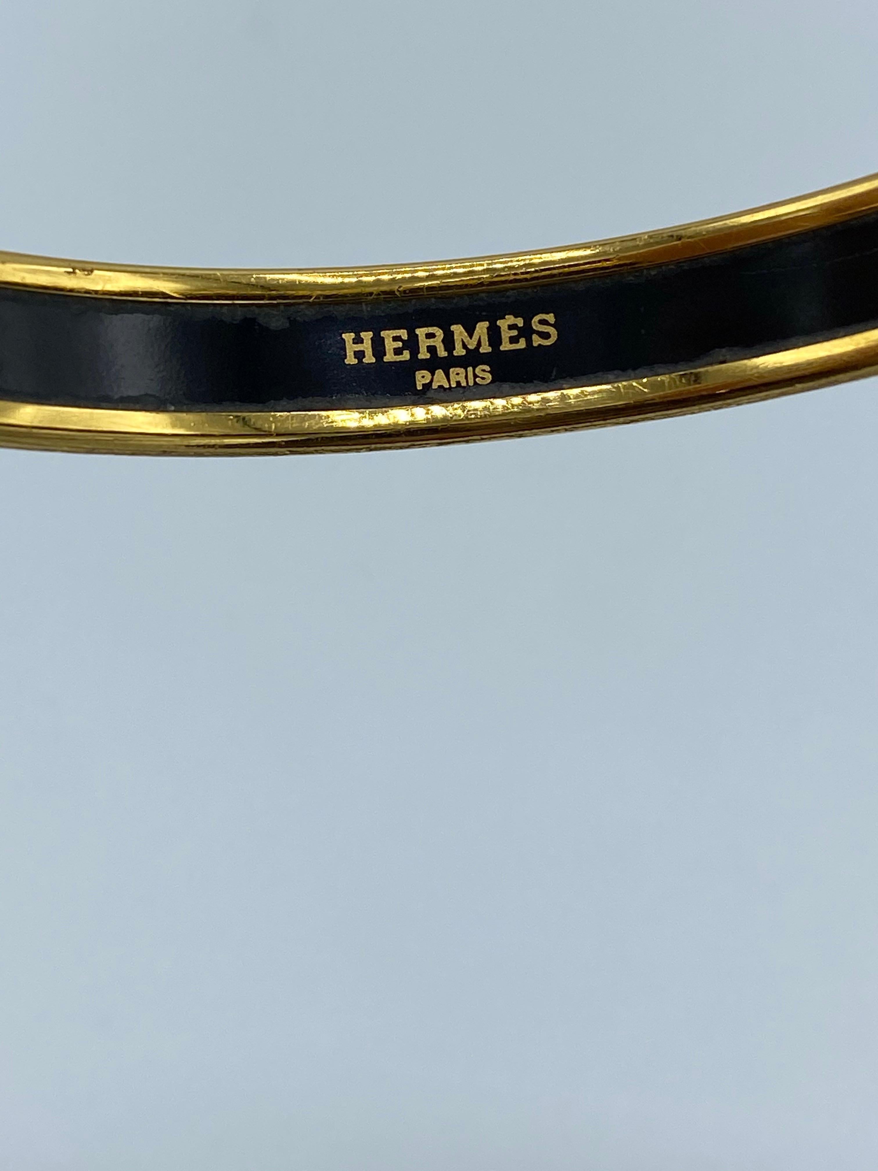 Women's or Men's Vintage Hermes Enamel Bangle Bracelet 