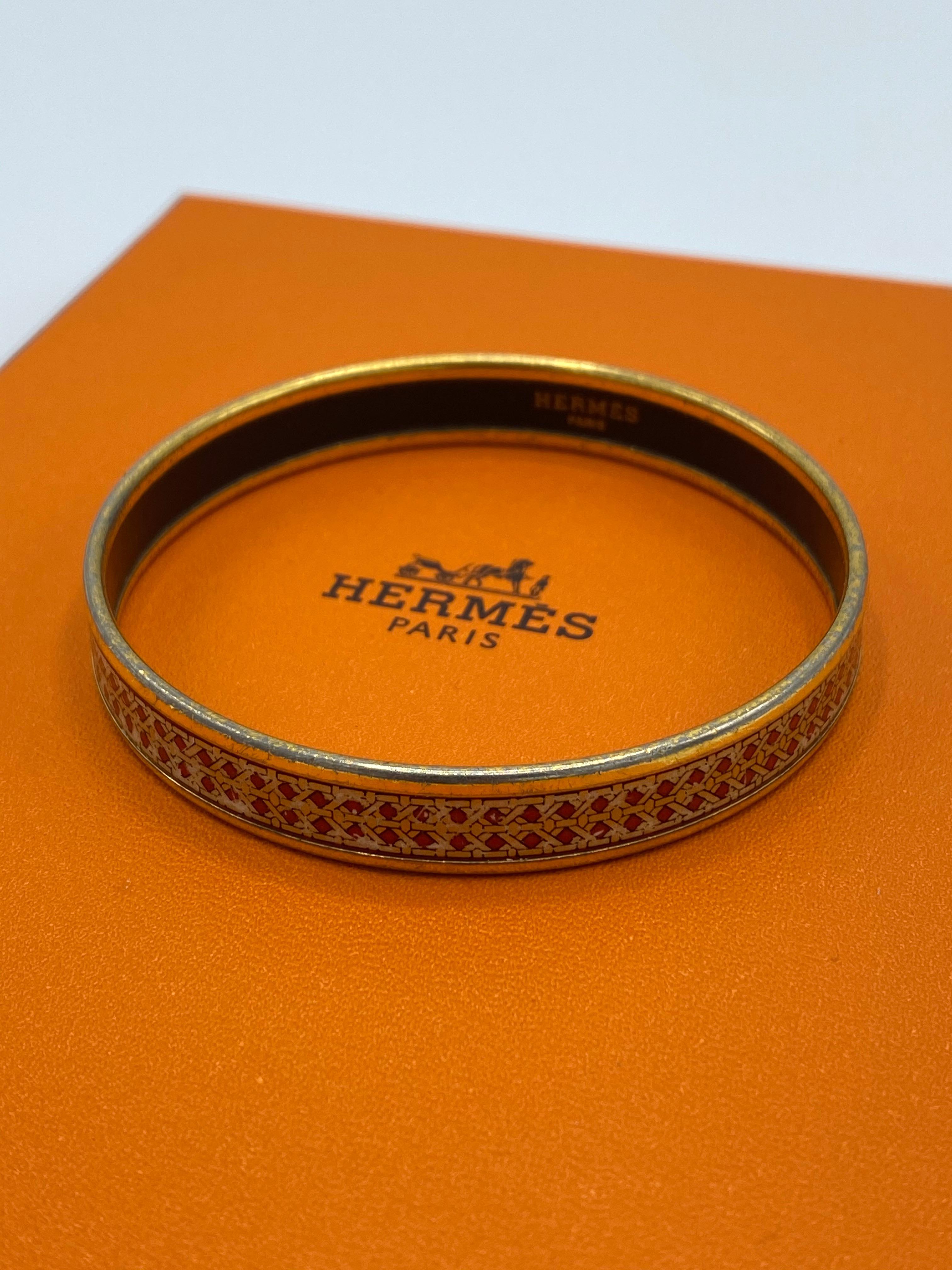 Vintage Hermes Enamel Bangle Bracelet Narrow 4