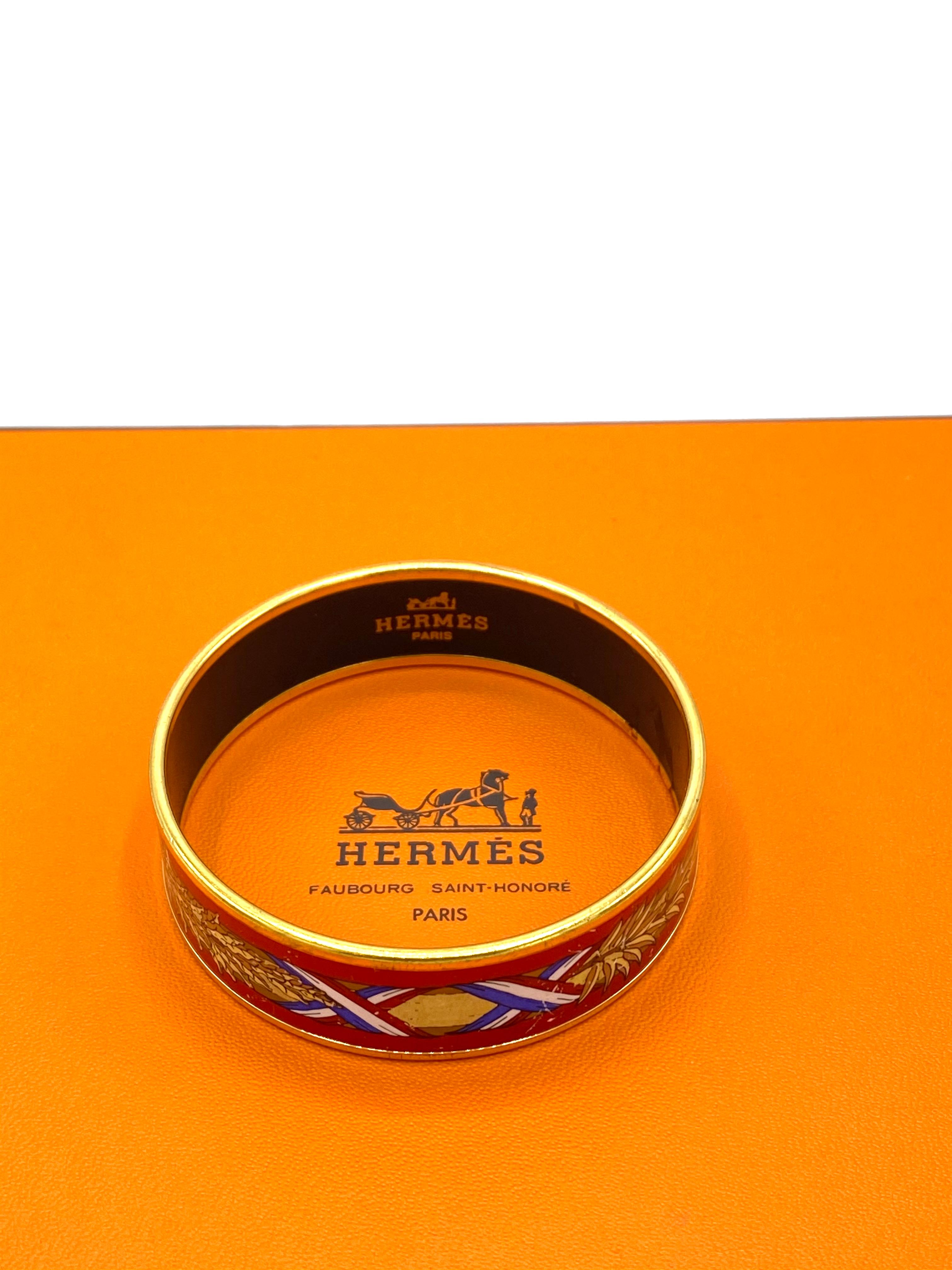Vintage Hermes Enamel Wide Bangle Bracelet  3