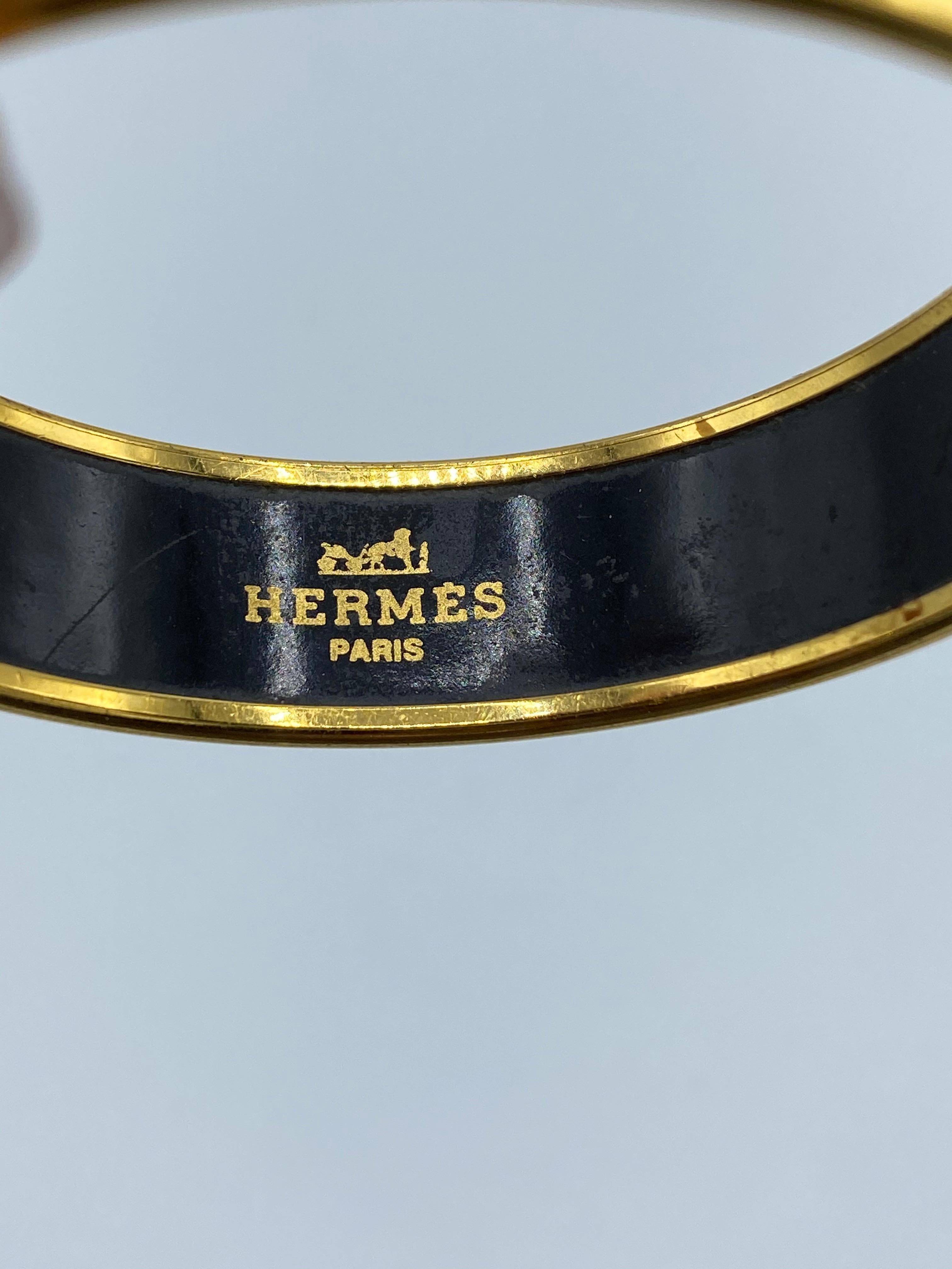 Vintage Hermes Enamel Wide Bangle Bracelet  In Good Condition In Beverly Hills, CA