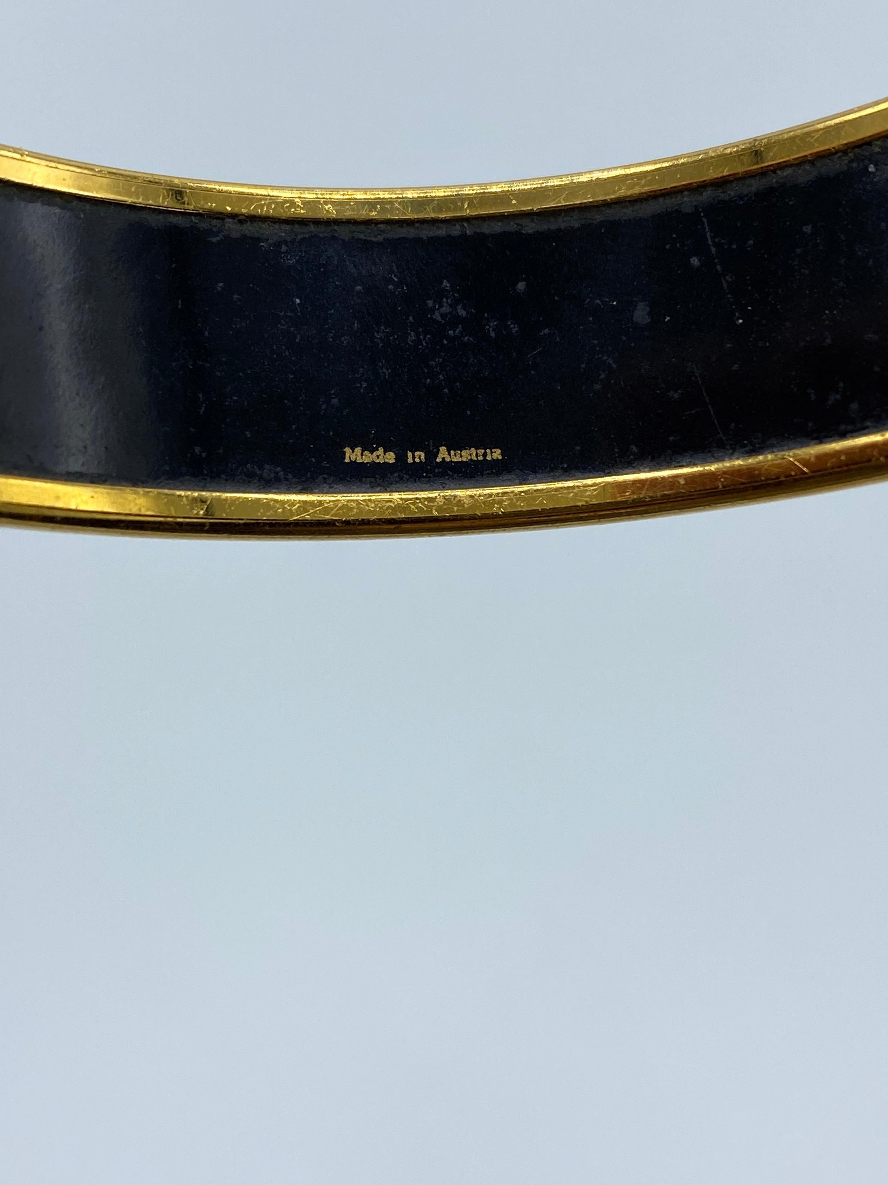 Women's or Men's Vintage Hermes Enamel Wide Bangle Bracelet 