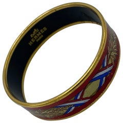 Retro Hermes Enamel Wide Bangle Bracelet 