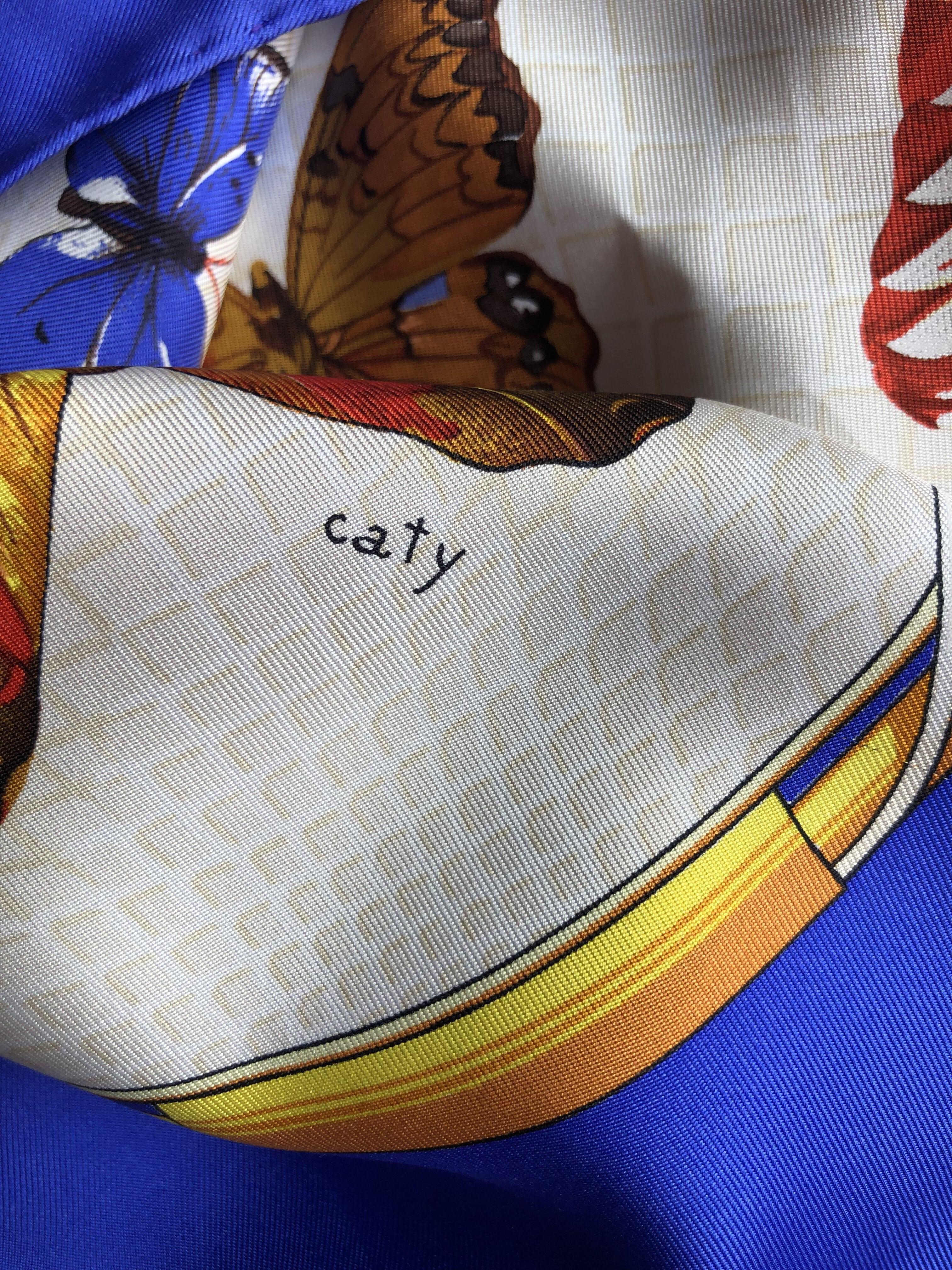 Vintage Hermes Farandole Butterflies Scarf by Caty Latham, 1992  In Good Condition In New York, NY