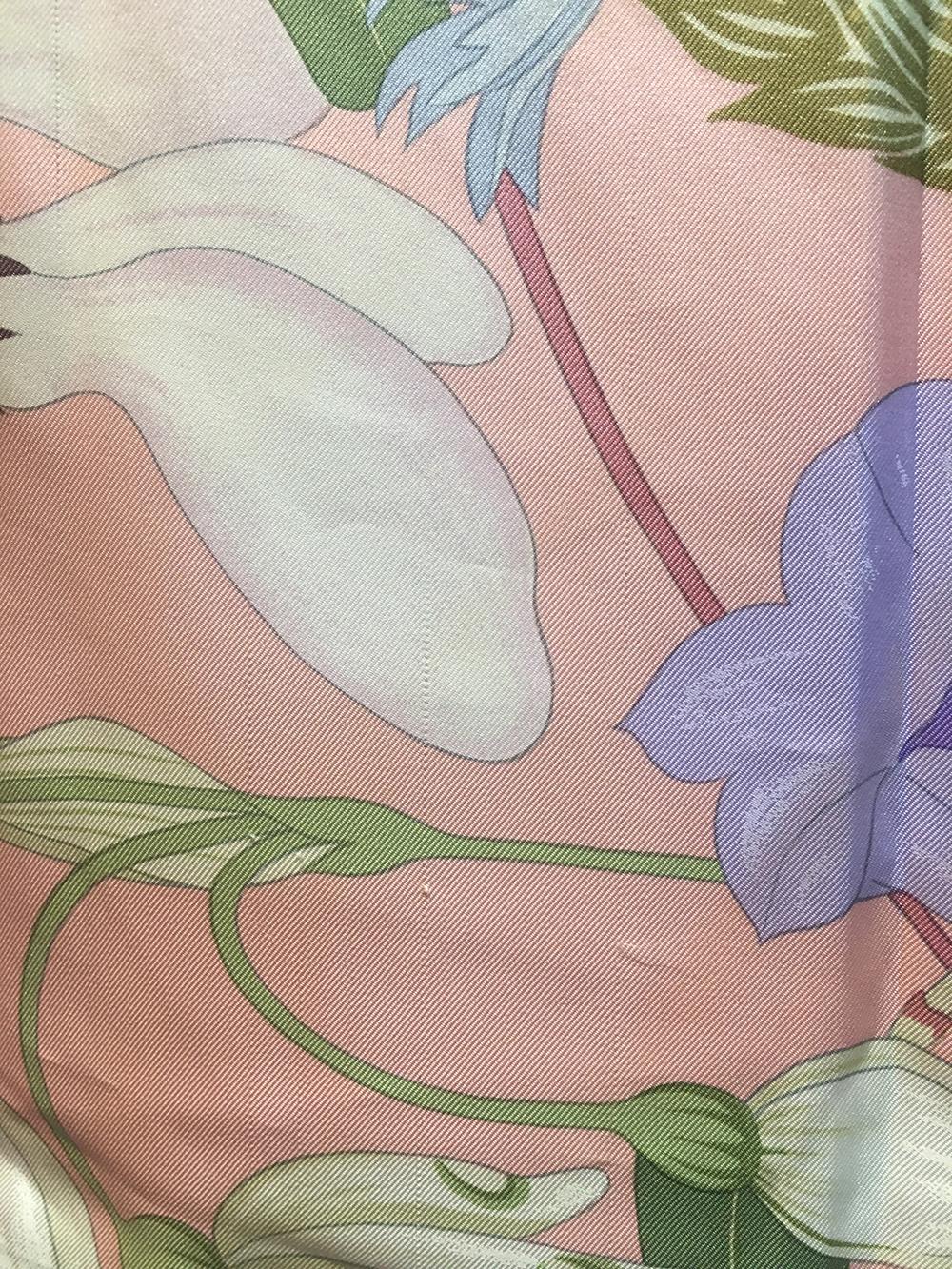 Vintage Hermes Floral Graeca Pink Silk Scarf  1
