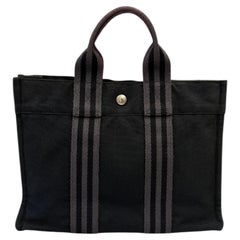 Vintage HERMÈS Fourre Tout Black Toile Tote PM