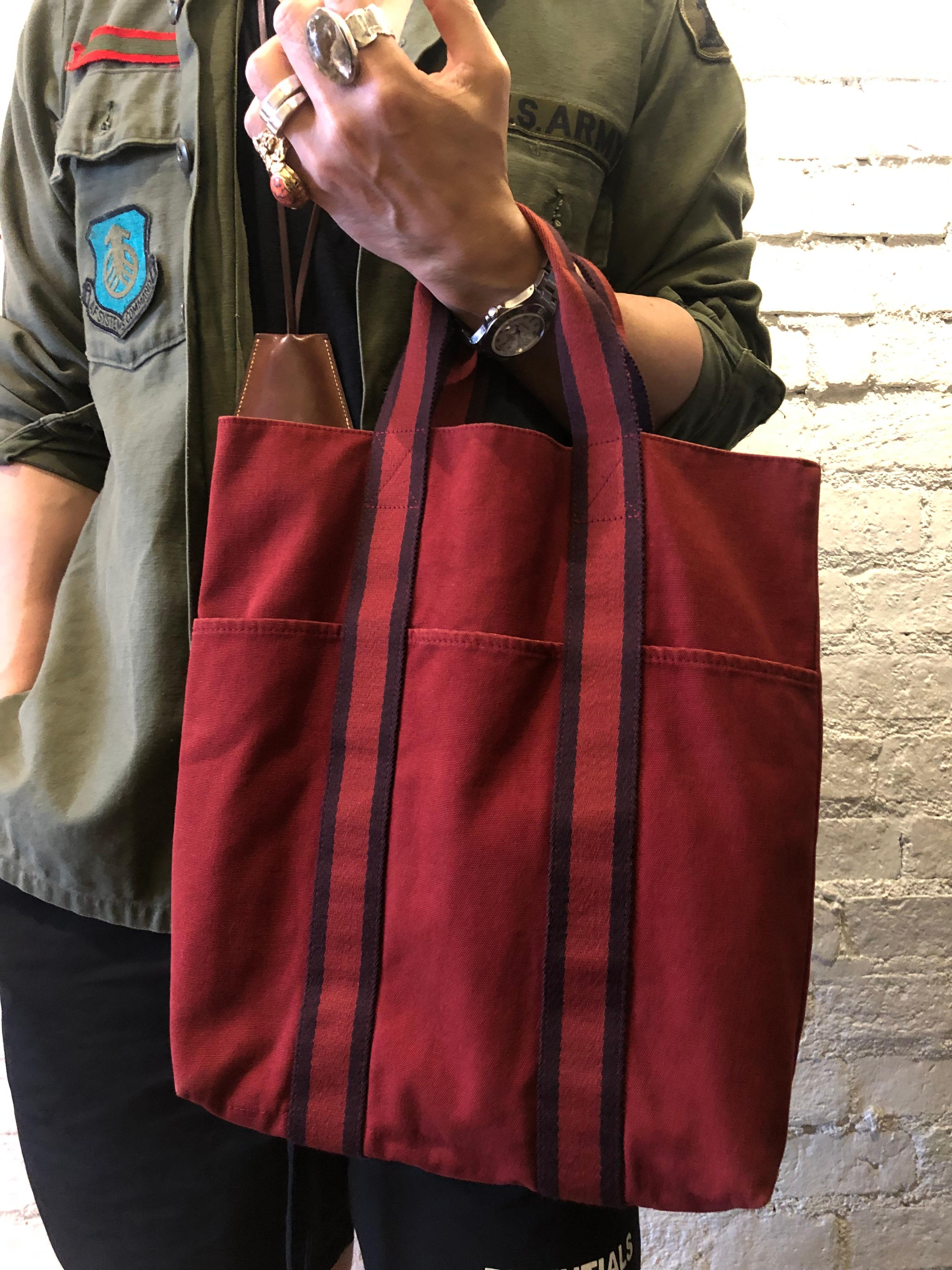 Vintage HERMÈS Fourre Tout Orange Toile Tote 2