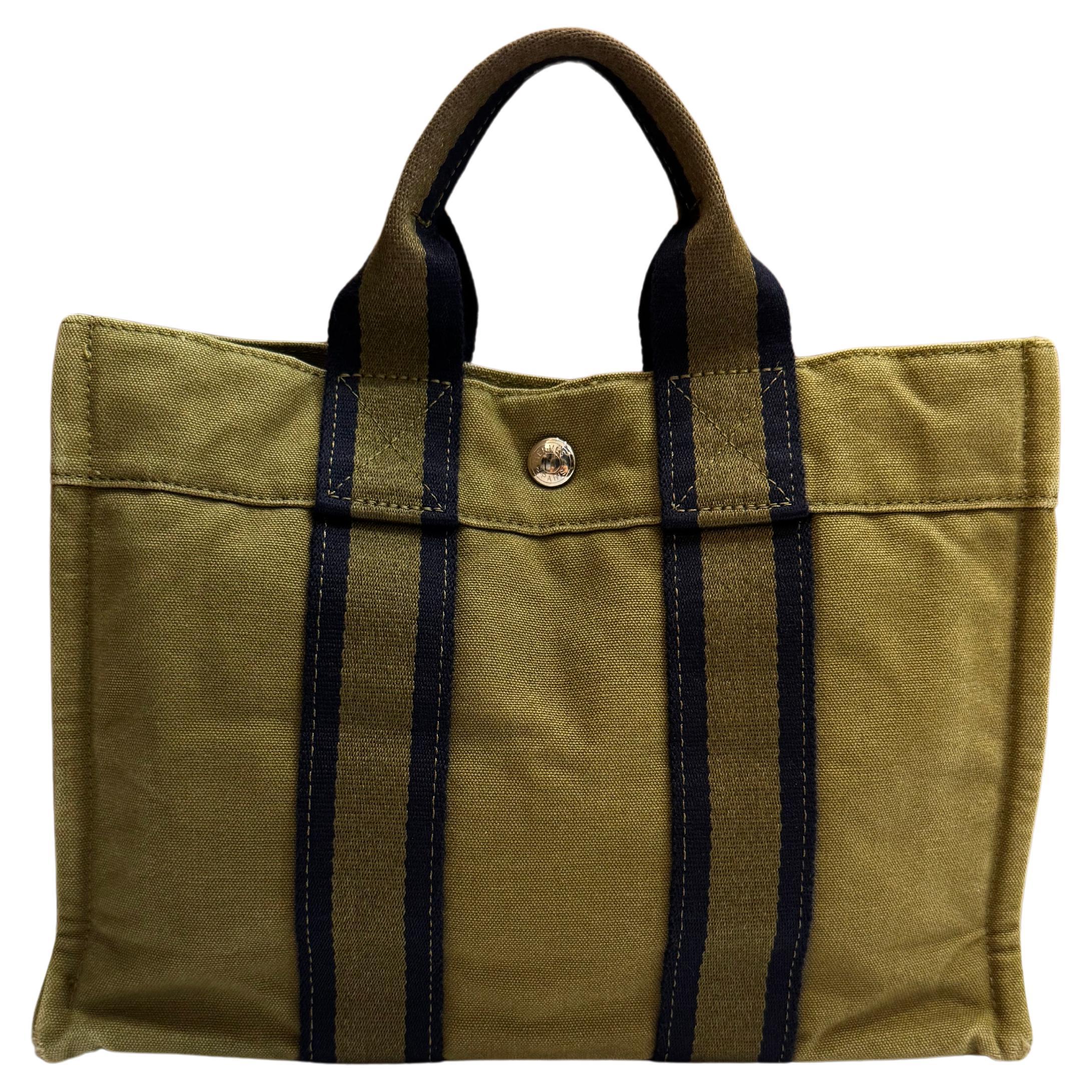 Vintage HERMÈS Fourre Tout Orange Toile Tote PM In Fair Condition In Bangkok, TH