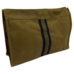 Vintage HERMÈS Fourre Tout Toile Clutch Bag Military Green