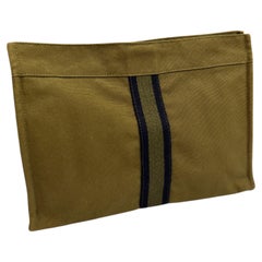 Vintage HERMÈS Fourre Tout Toile Clutch Bag Military Green