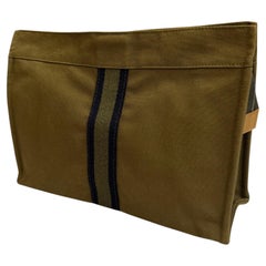 Vintage HERMÈS Fourre Tout Toile Clutch Bag Military Green