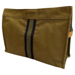 Vintage HERMÈS Fourre Tout Toile Clutch Bag Military Green
