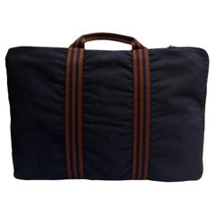 Vintage HERMÈS Fourre Tout Toile Flat Tote Navy