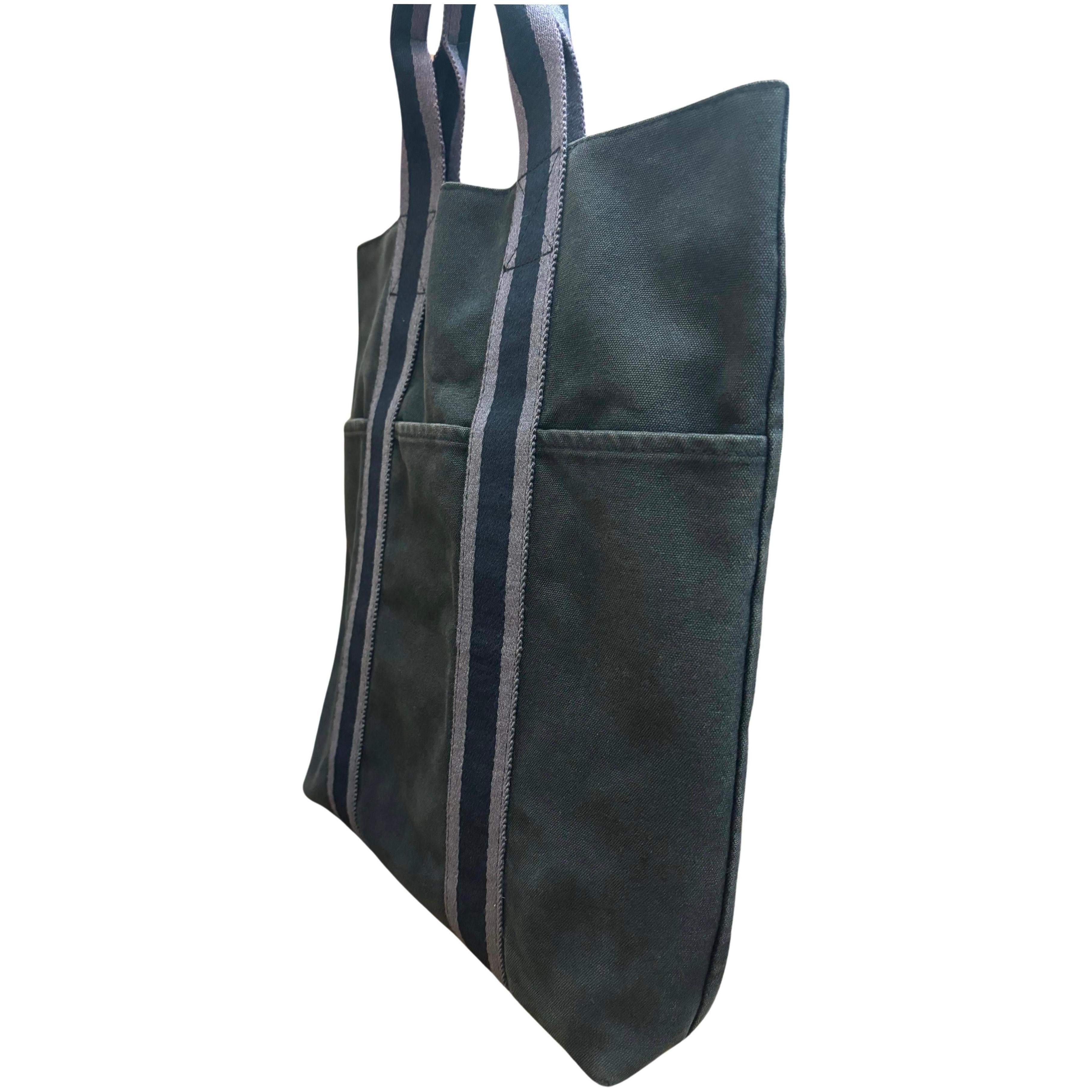 Vintage HERMÈS Fourre Tout Toile Tote Tall Black 3
