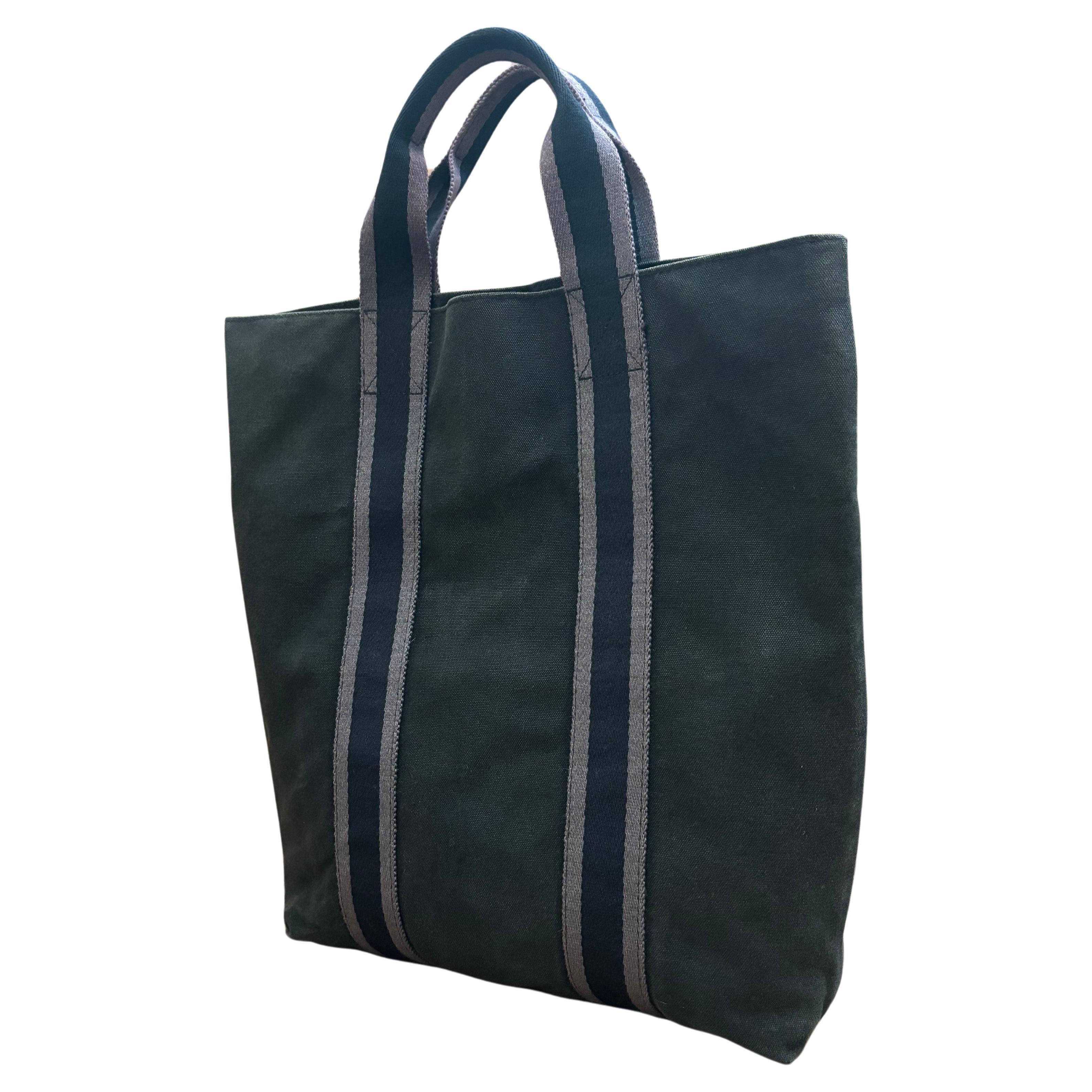 Vintage HERMÈS Fourre Tout Toile Tote Tall Black 4