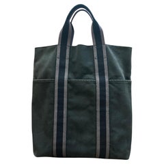 Vintage HERMÈS Fourre Tout Toile Tote Tall Black