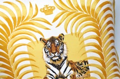 Vintage Hermès French Silk Scarf and Irish Linen Cushion Pillow Gold Yellow