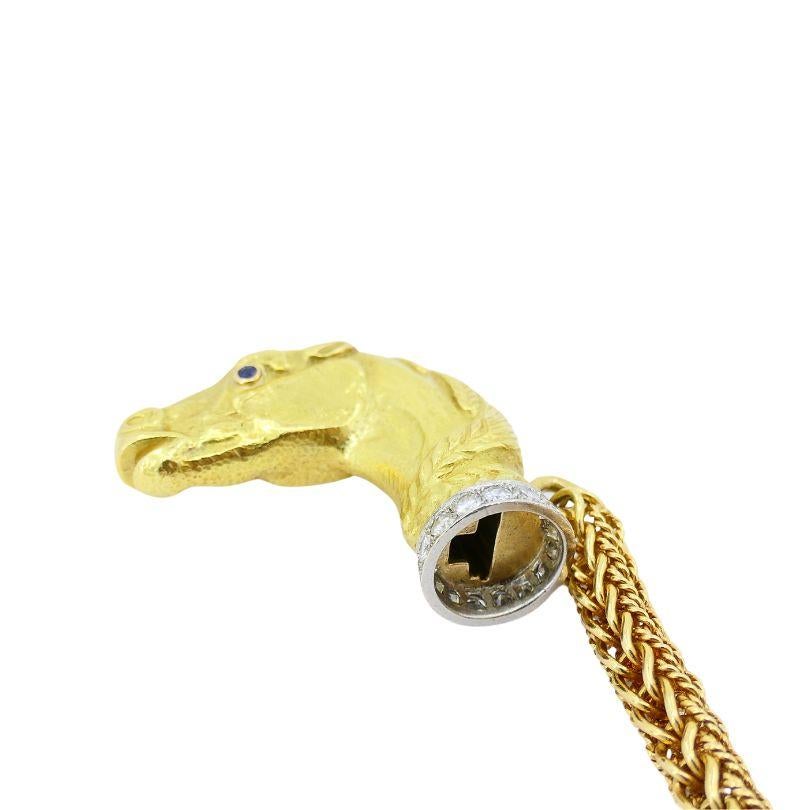 Women's Vintage Hermes Georges L'Enfant Equestrian 18k Gold Diamond Choker Necklace For Sale