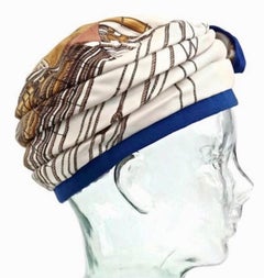Vintage HERMES Globe Silk Bow Turban Hat