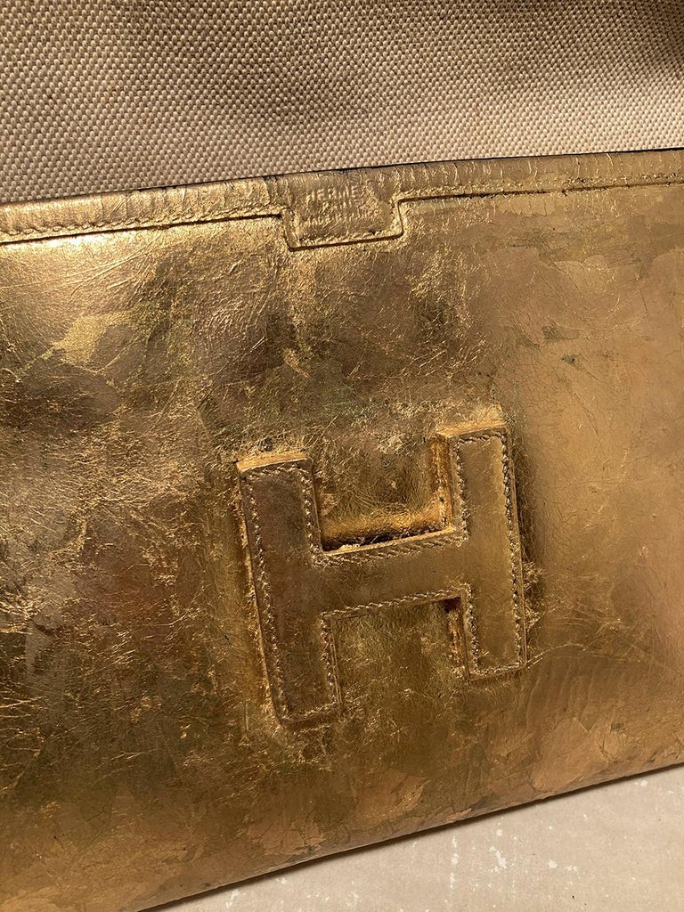 Vintage Hermes Gold Foil Jige PM Clutch