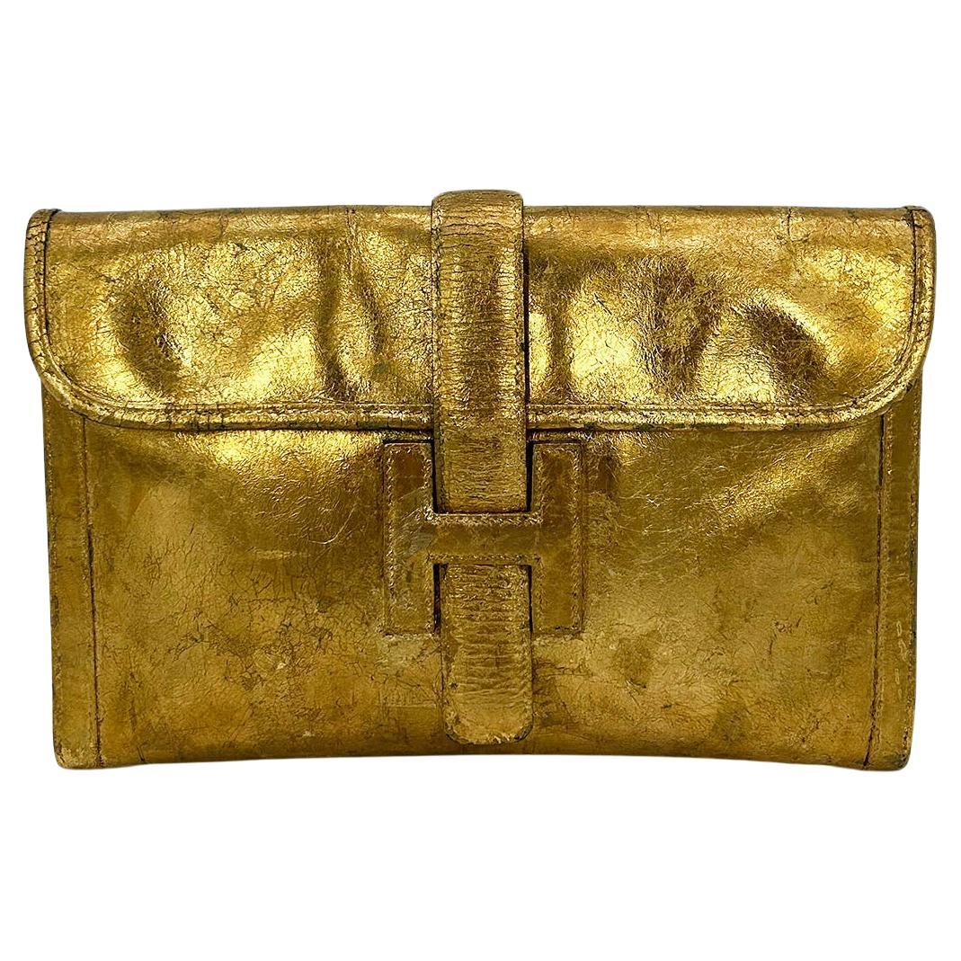 Pochette vintage Hermes Jige Pm con lamina d'oro