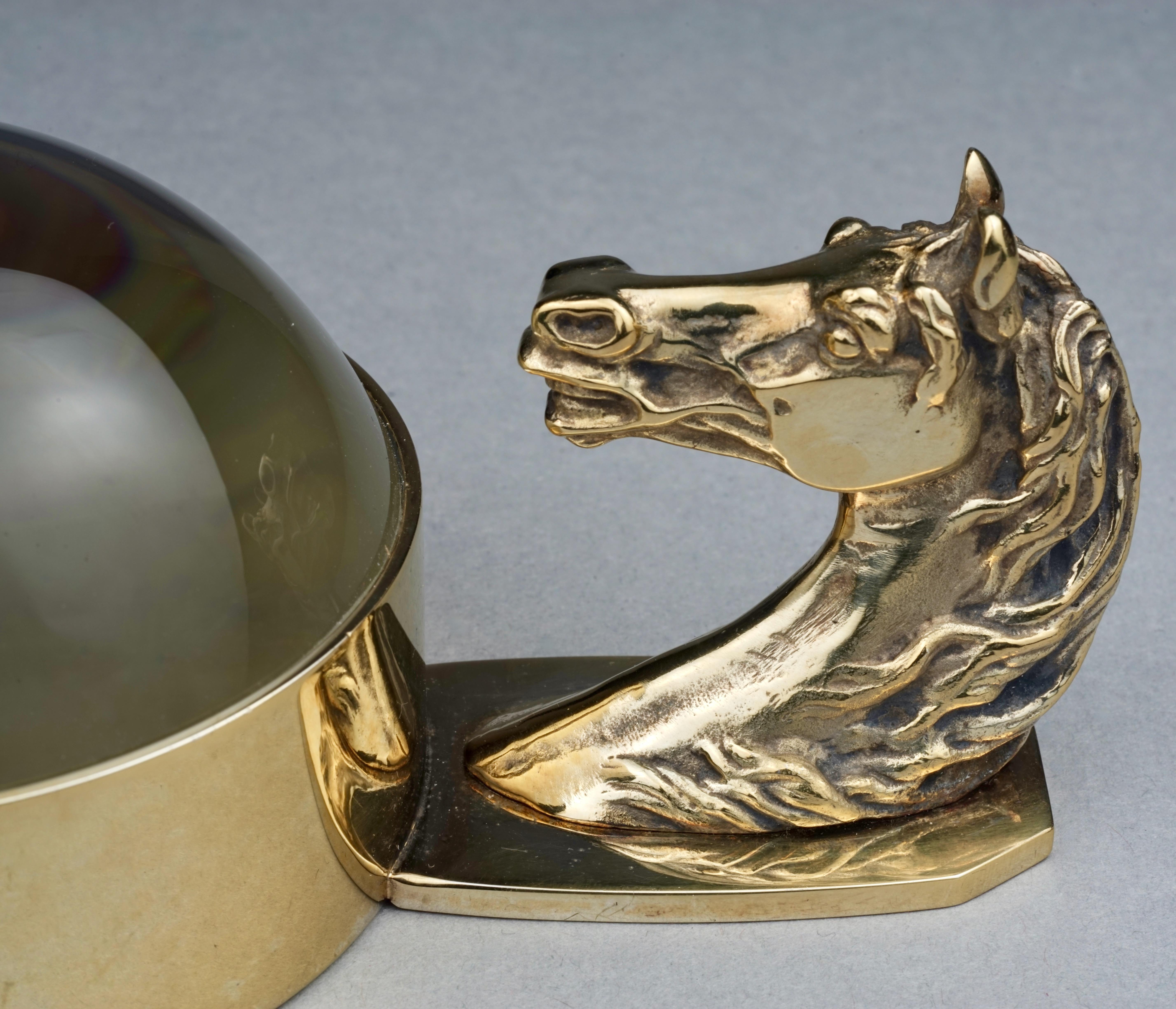 Women's or Men's Vintage HERMES Gold Horse Head Art Deco Paperweight Magnifying Glass For Sale