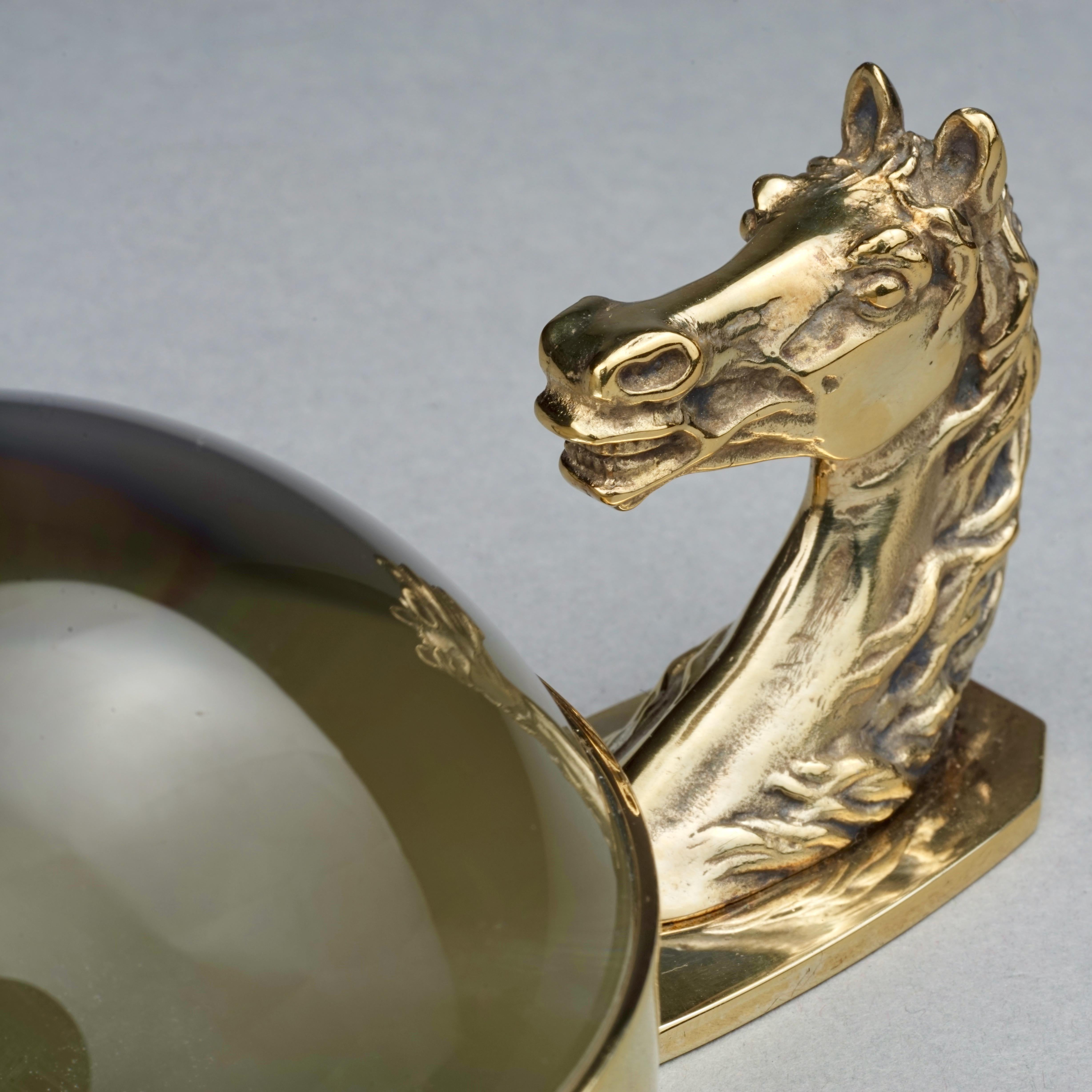 Vintage HERMES Gold Horse Head Art Deco Paperweight Magnifying Glass For Sale 1