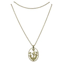 Vintage Hermes Gold Necklace Ship Pendant 