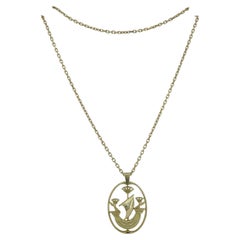 Vintage Hermes Gold Necklace Ship Pendant