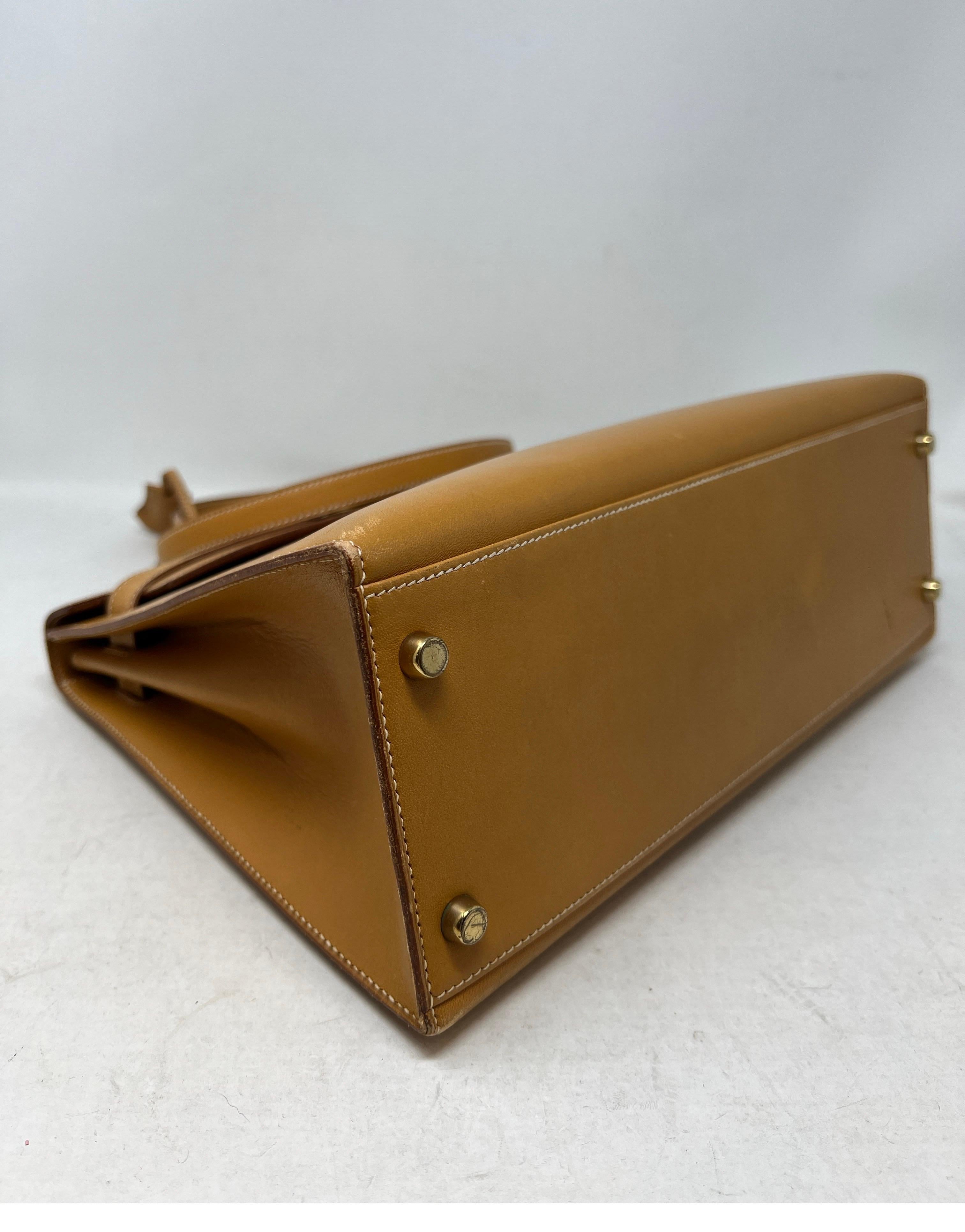 Vintage Hermes Gold Tan Kelly 32 Tasche 6