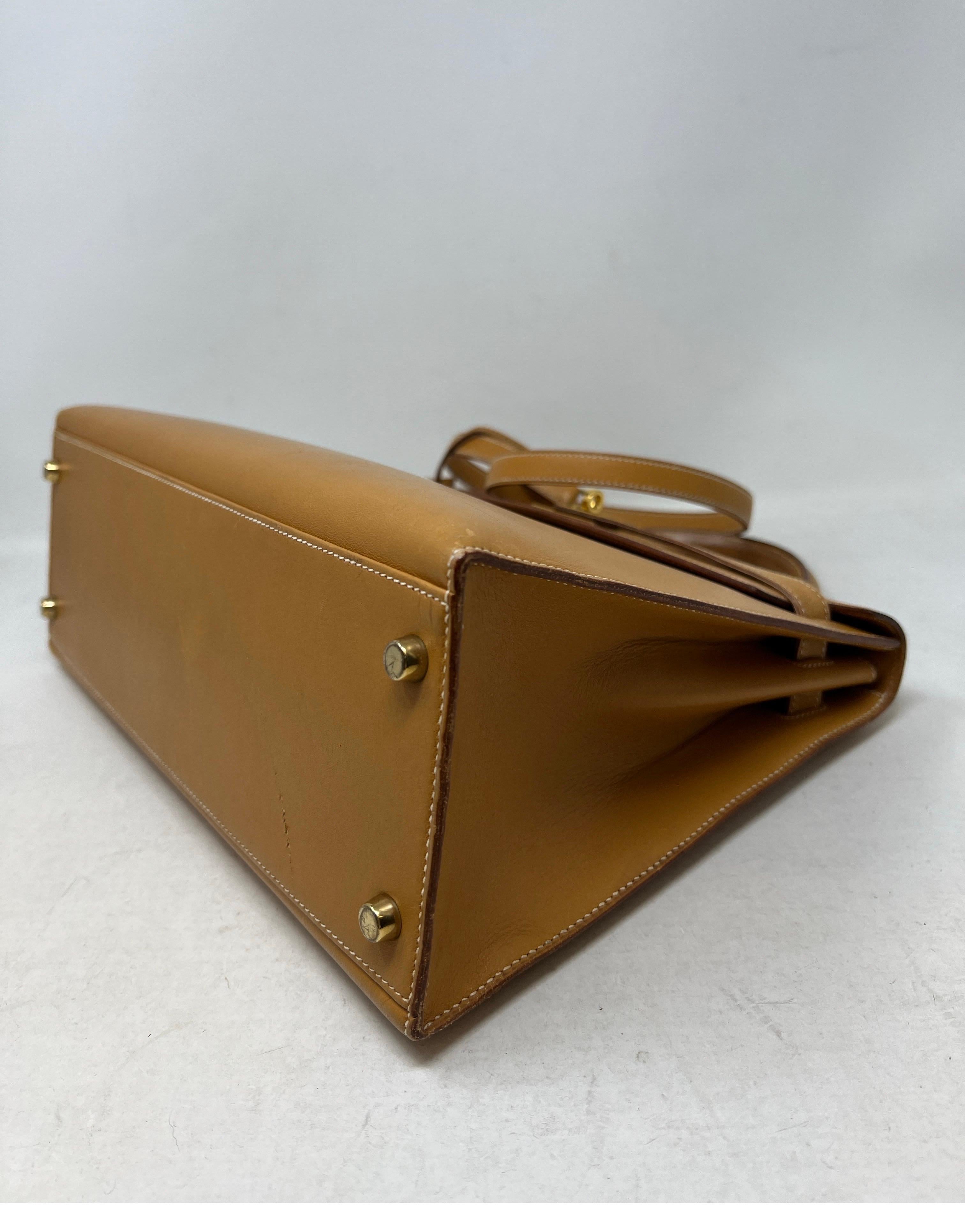 Vintage Hermes Gold Tan Kelly 32 Tasche 7