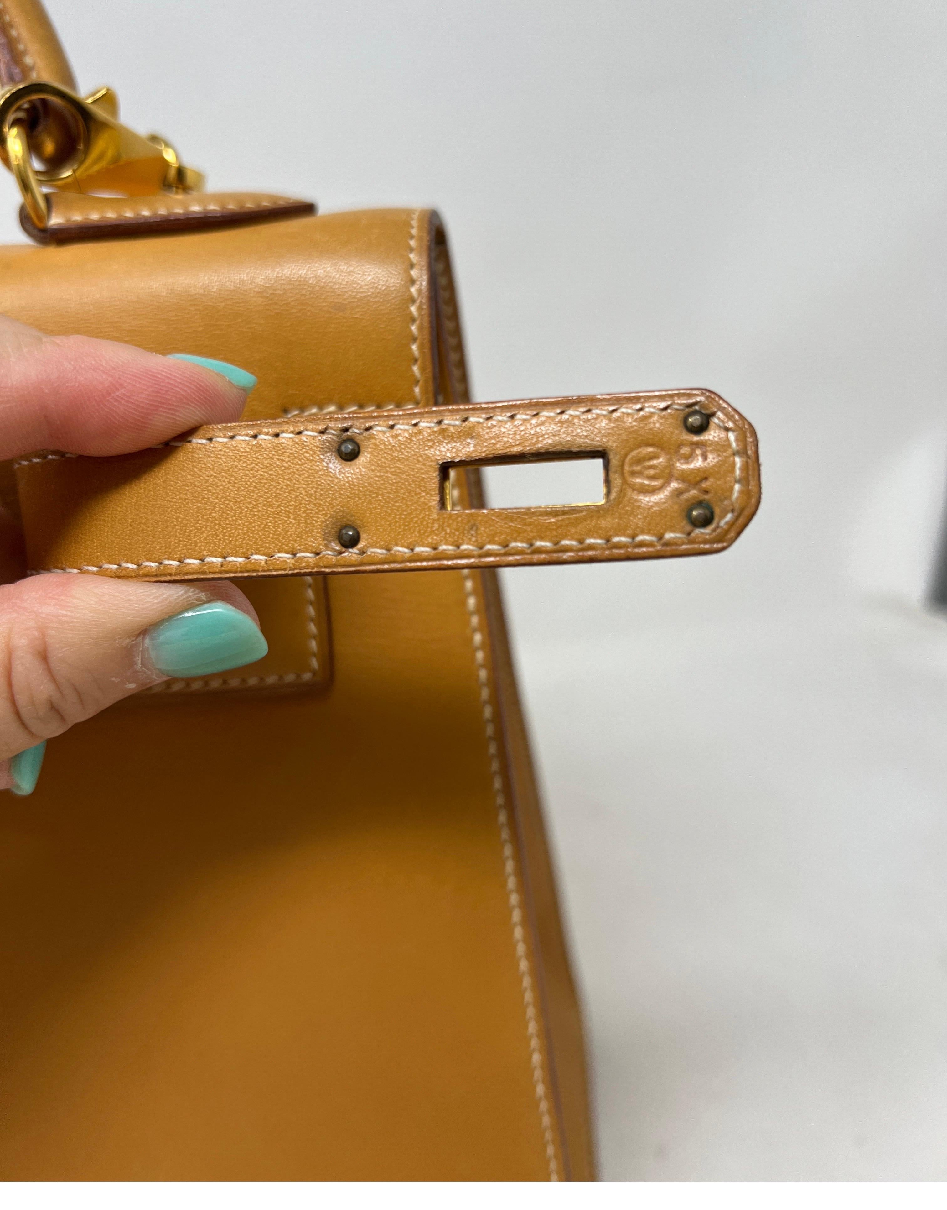 Vintage Hermes Gold Tan Kelly 32 Tasche 8