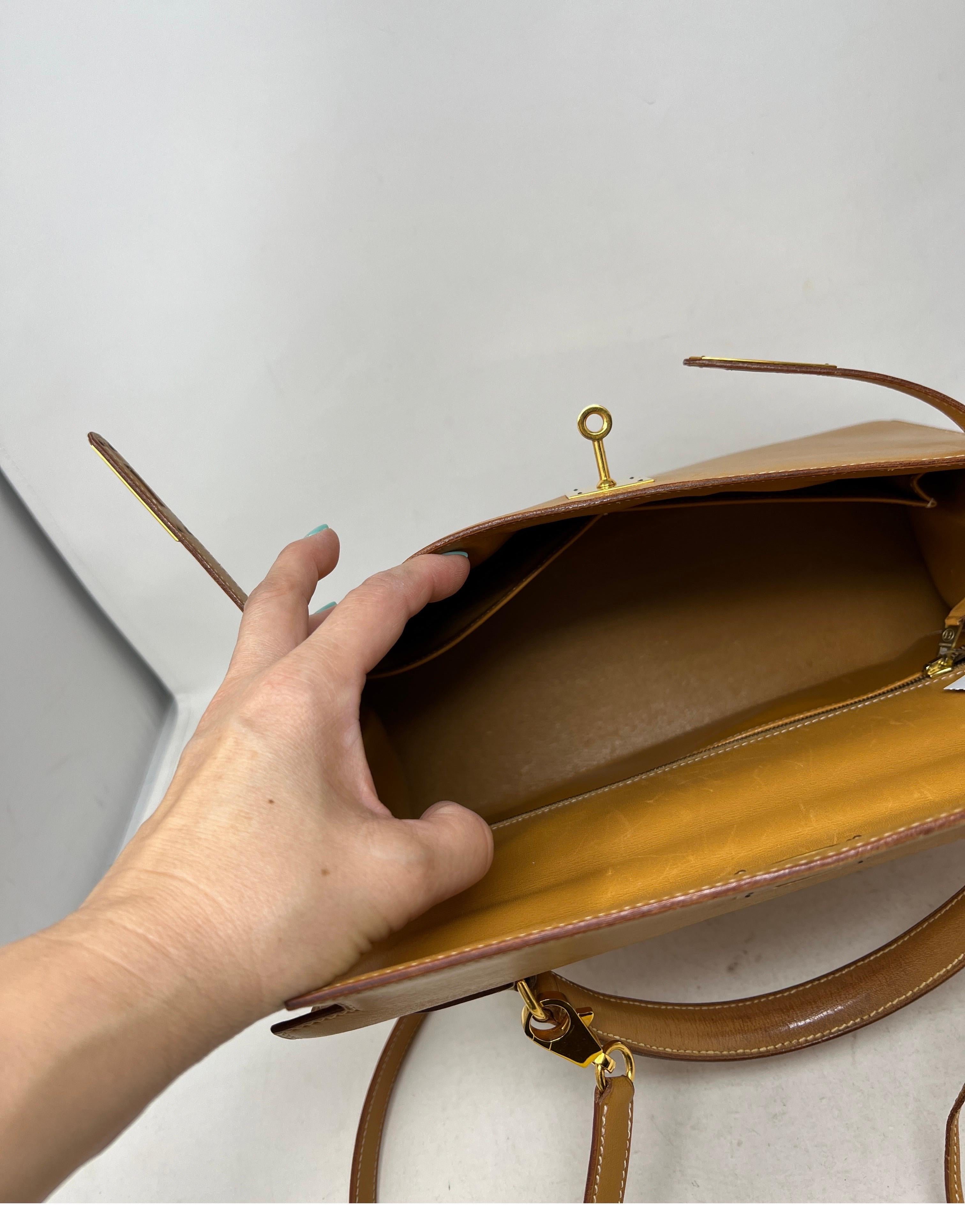Vintage Hermes Gold Tan Kelly 32 Tasche 9