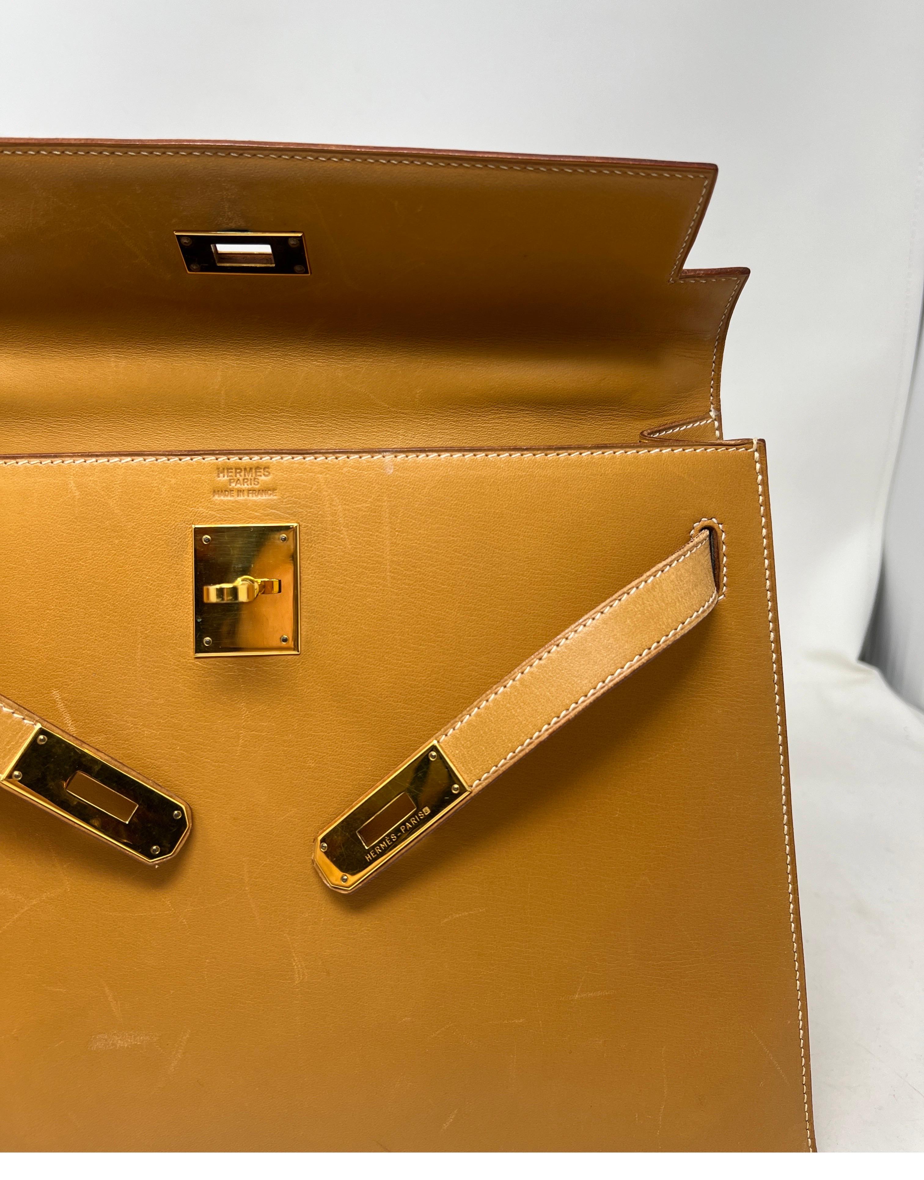 Vintage Hermes Gold Tan Kelly 32 Tasche 10