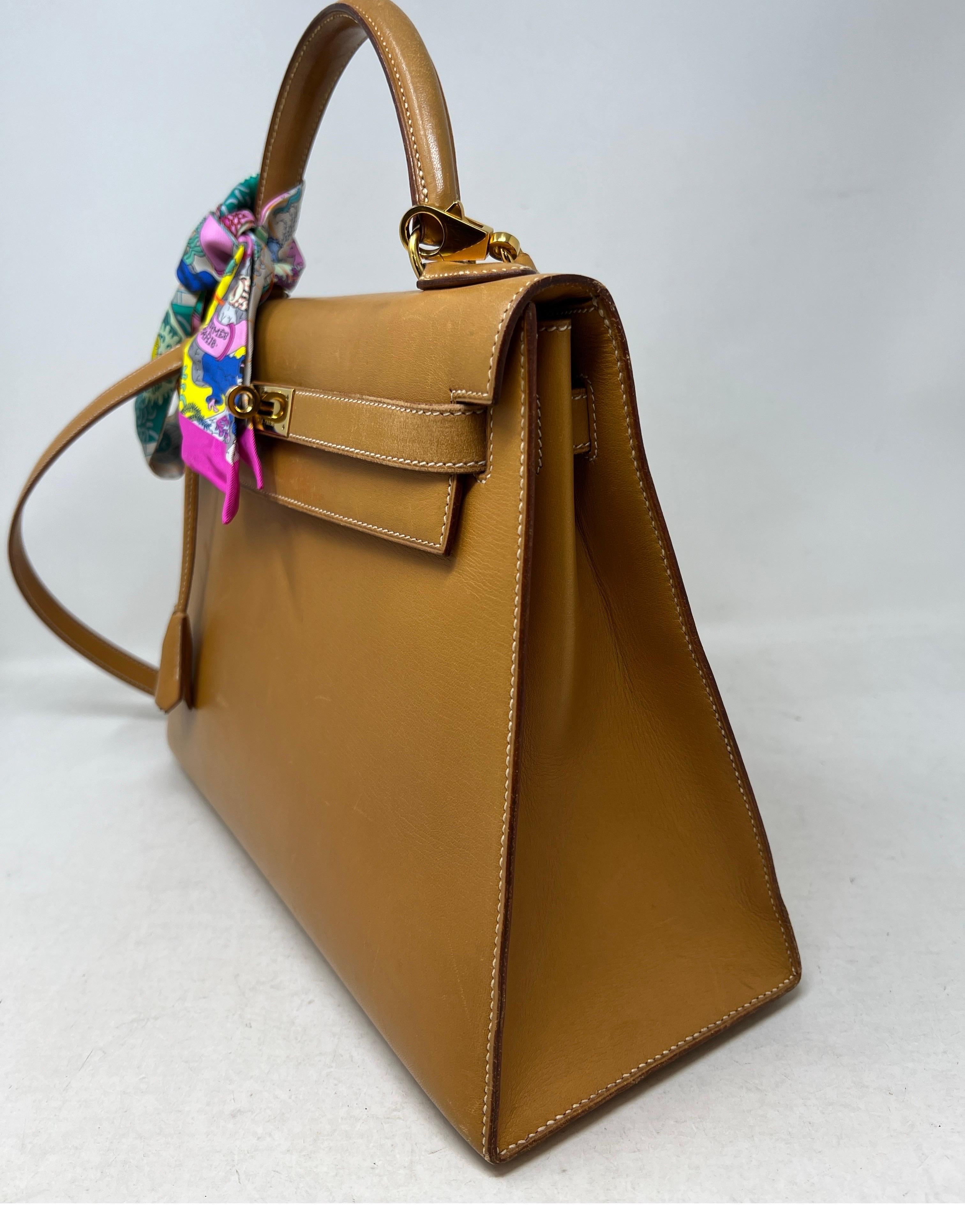 Vintage Hermes Gold Tan Kelly 32 Tasche 14