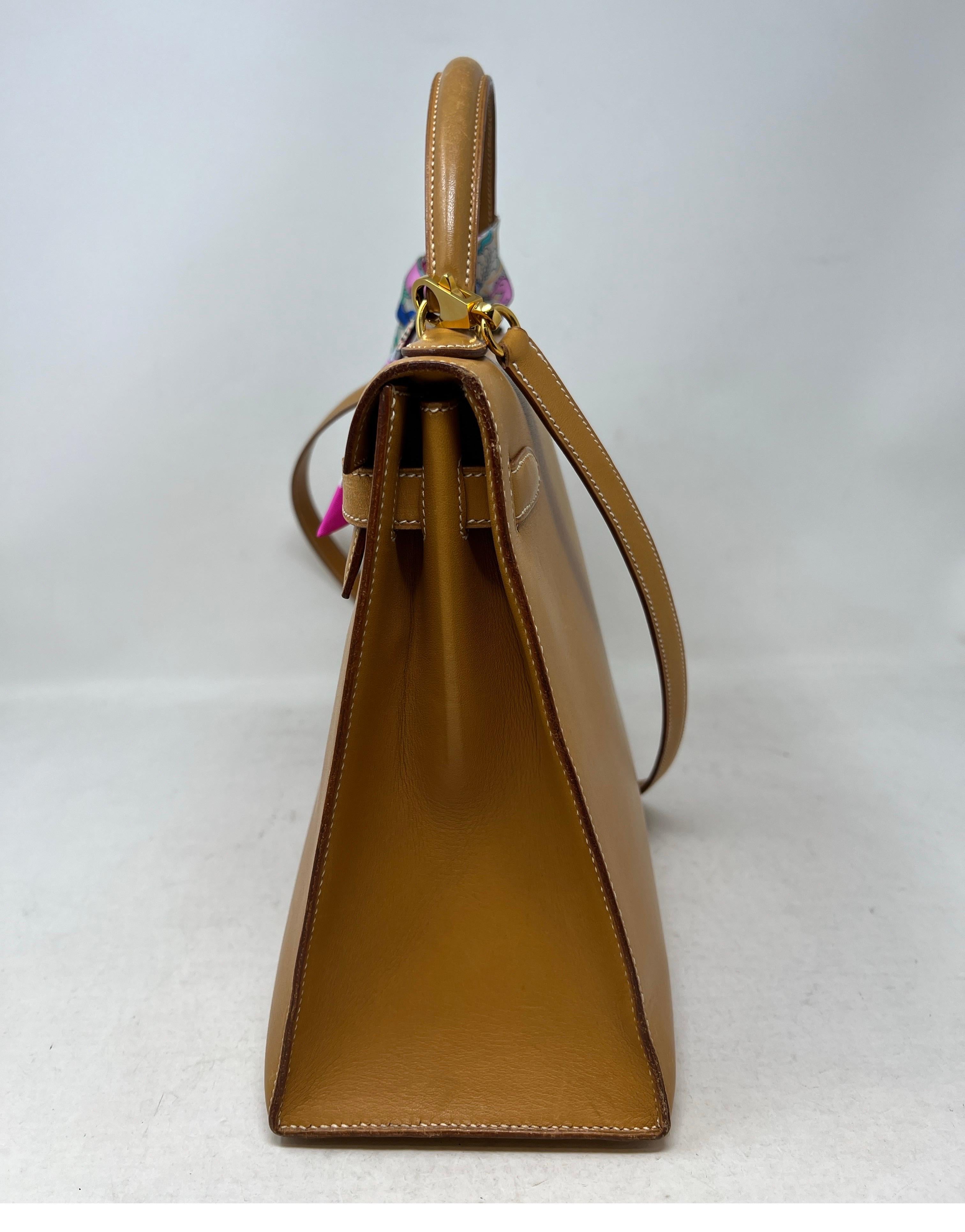 Vintage Hermes Gold Tan Kelly 32 Tasche 15