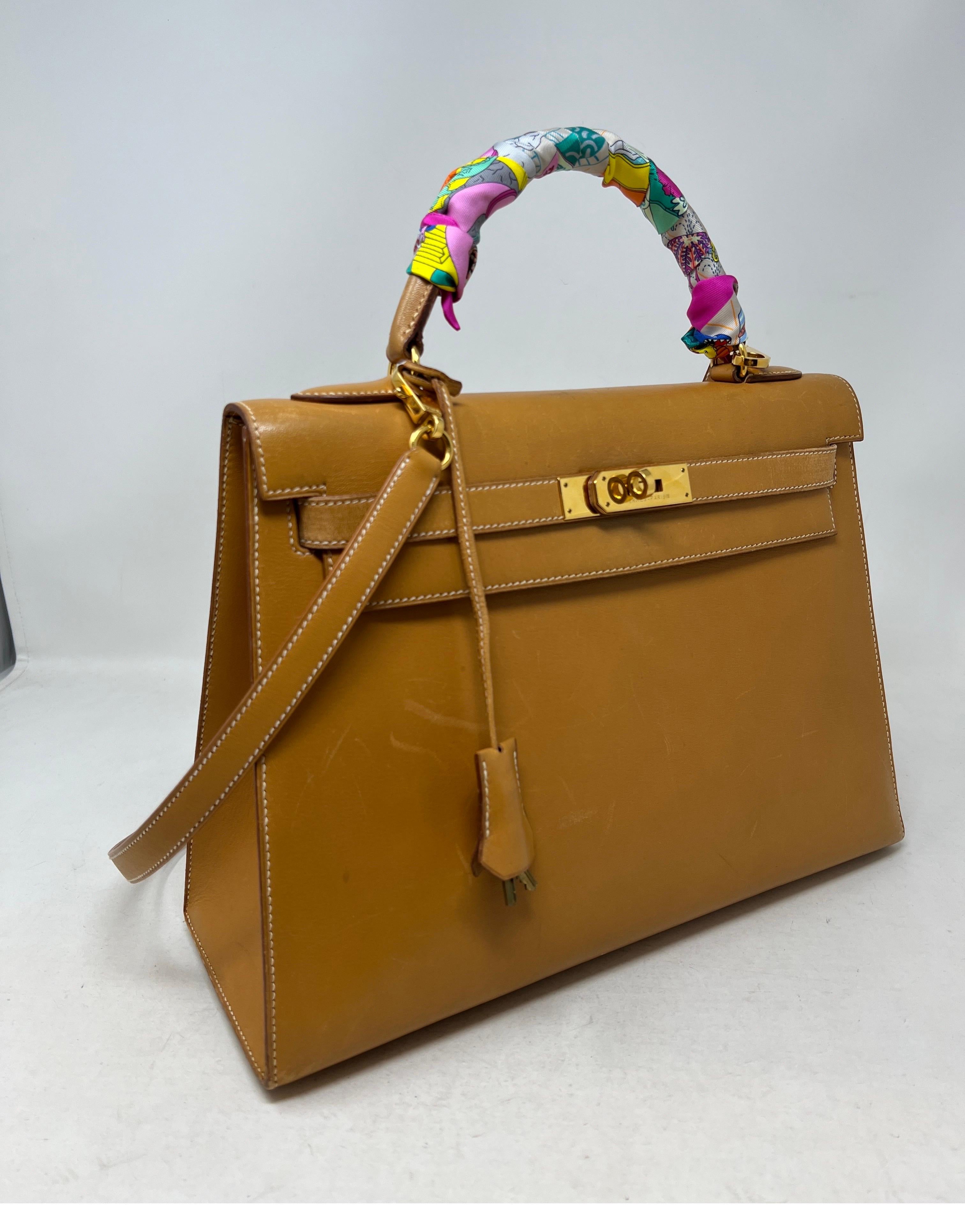 Vintage Hermes Gold Tan Kelly 32 Tasche im Zustand „Gut“ in Athens, GA