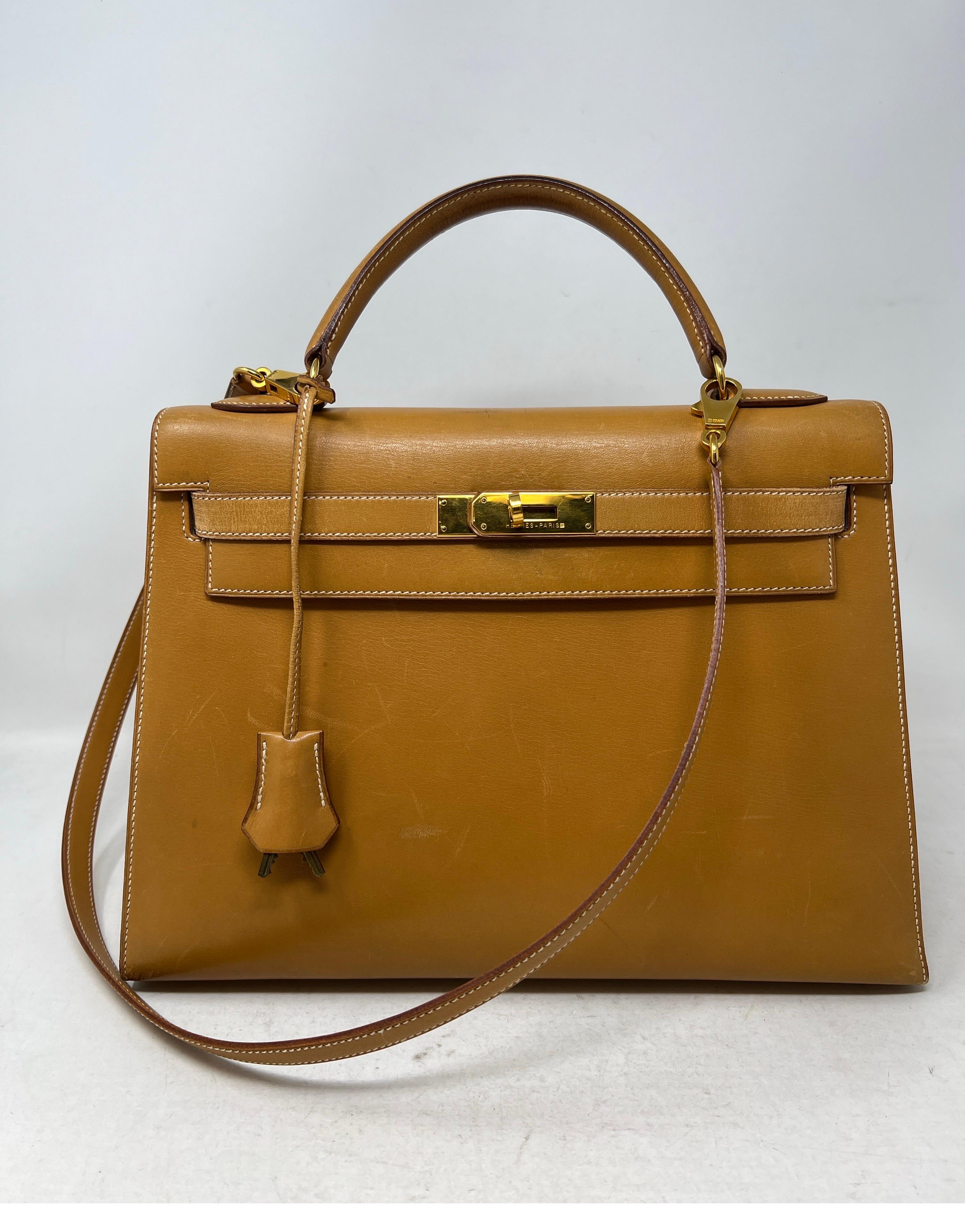 Vintage Hermes Gold Tan Kelly 32 Tasche 1