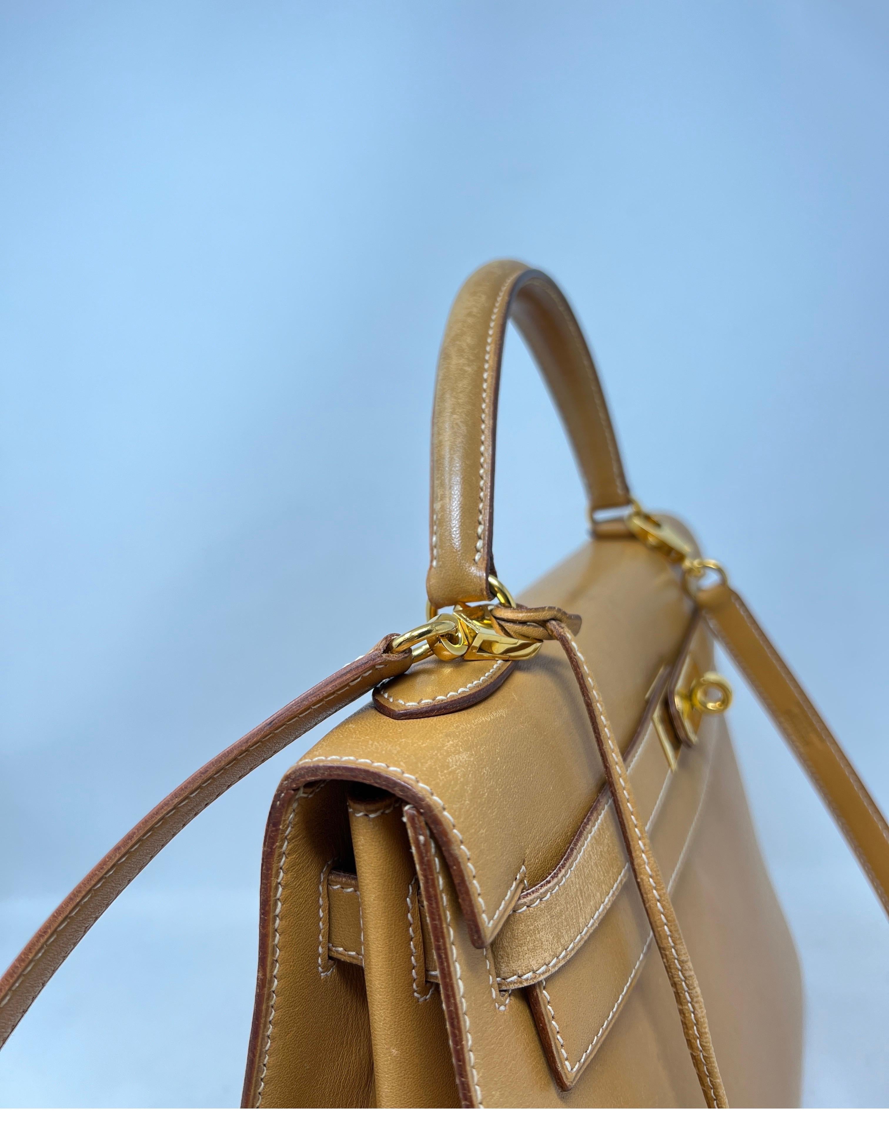 Vintage Hermes Gold Tan Kelly 32 Tasche 2