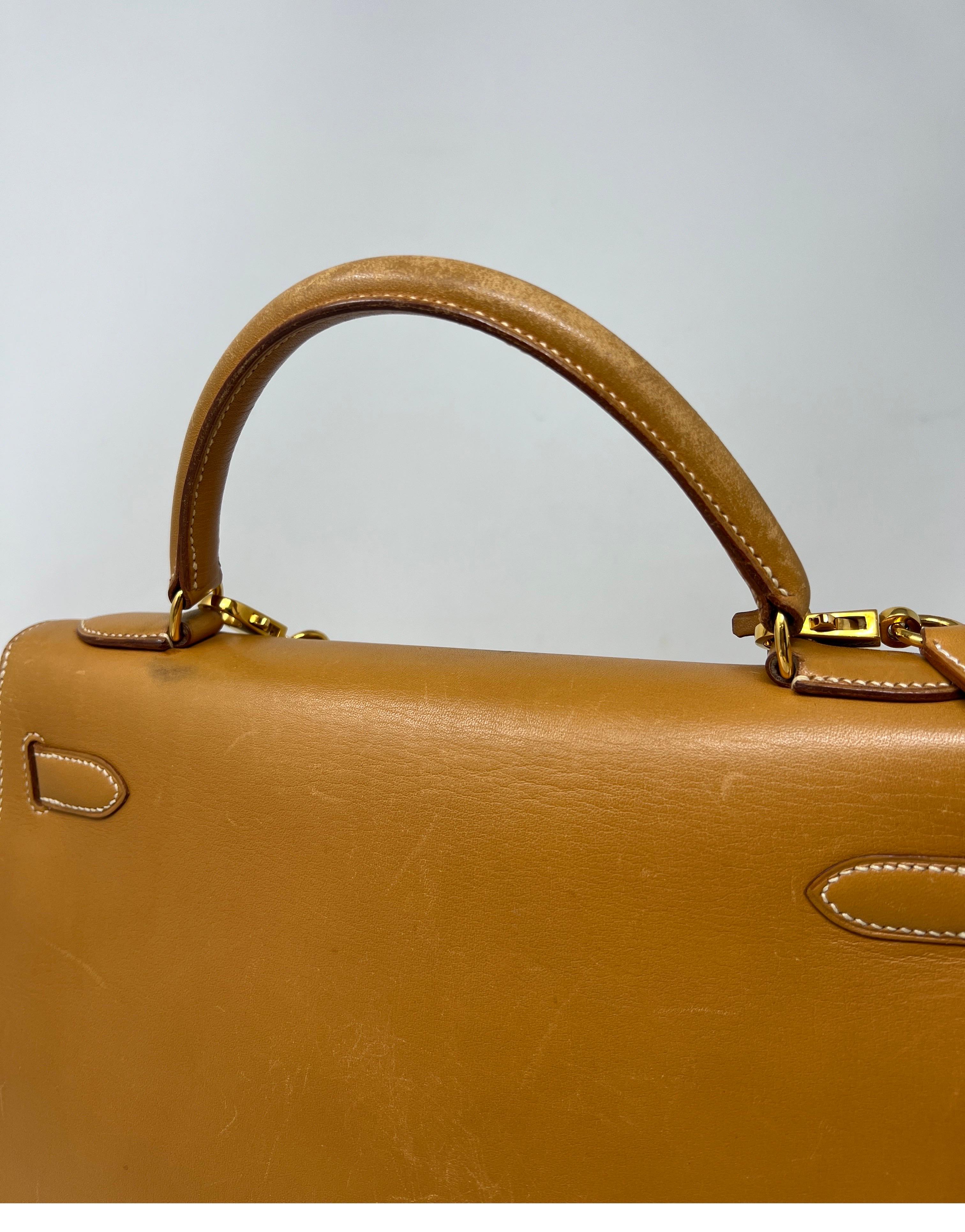 Vintage Hermes Gold Tan Kelly 32 Tasche 3