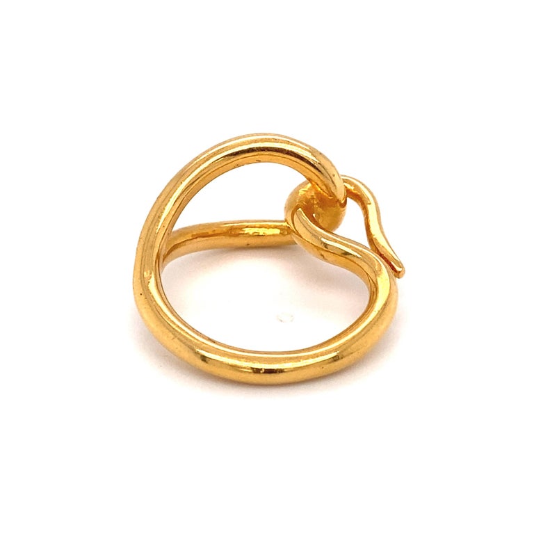 Hermes Gold Tone Knotted Scarf Ring Hermes