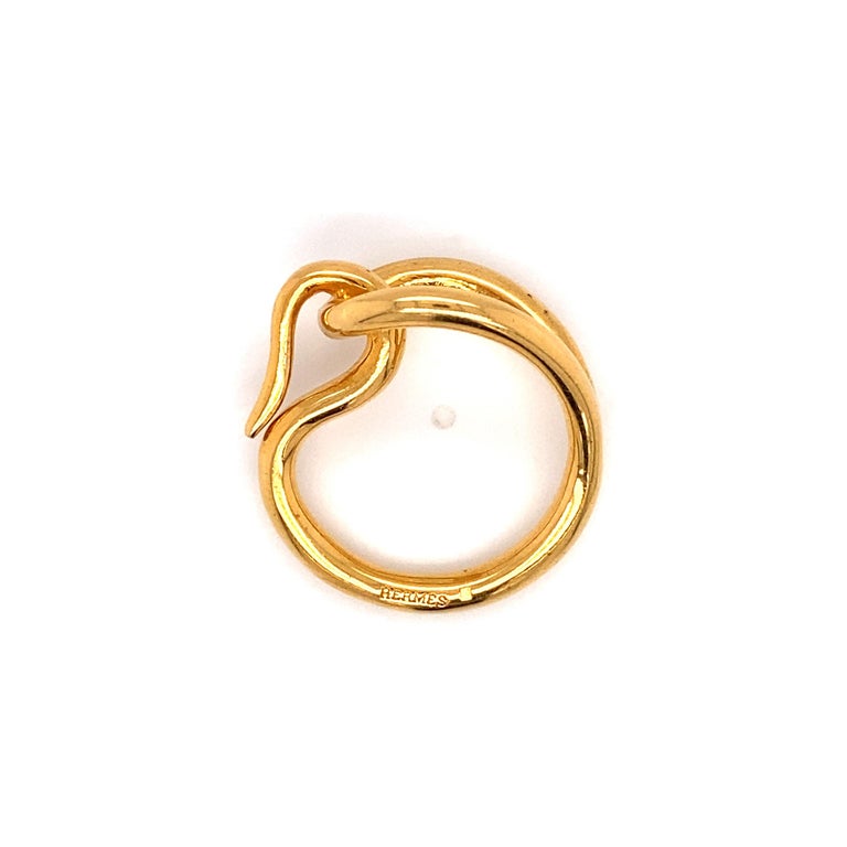 Vintage Hermès Gold Tone Hook Scarf Ring For Sale at 1stDibs