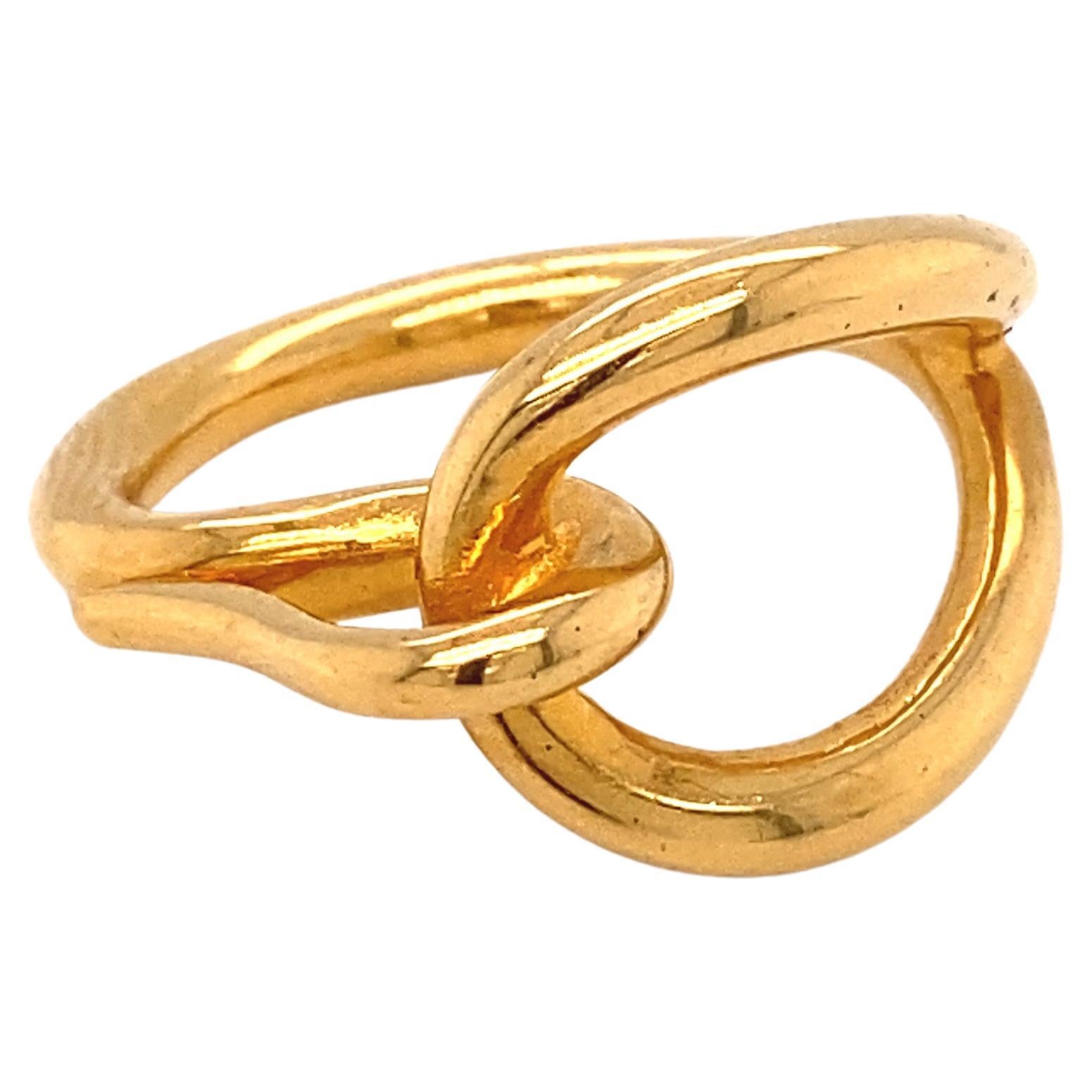 Hermès Vintage Gold Tone Hook Scarf Ring