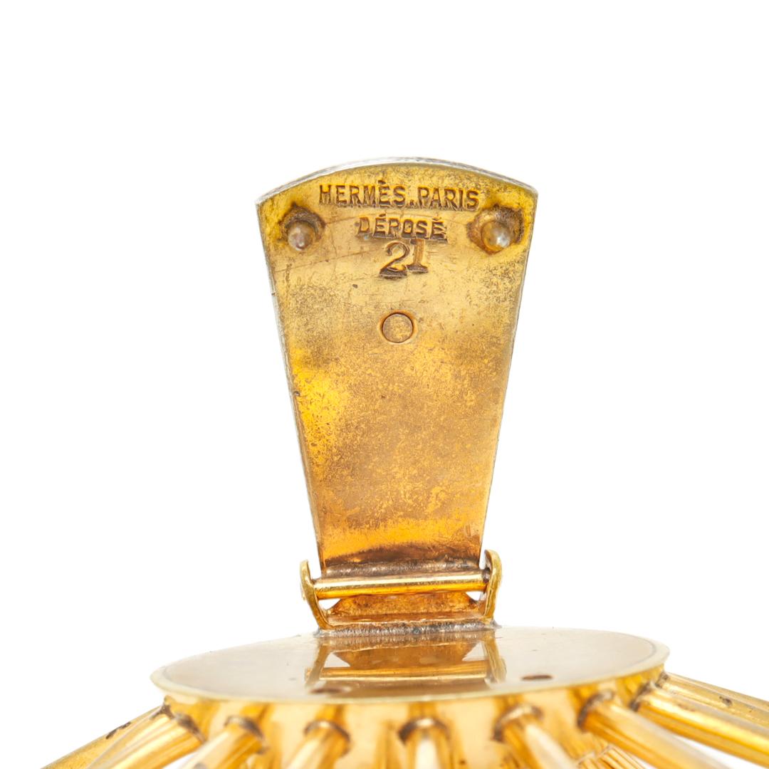 Vintage Hermes Gold gewaschenes Silber Sputnik-Stil Mantel Clip oder Brosche im Angebot 9