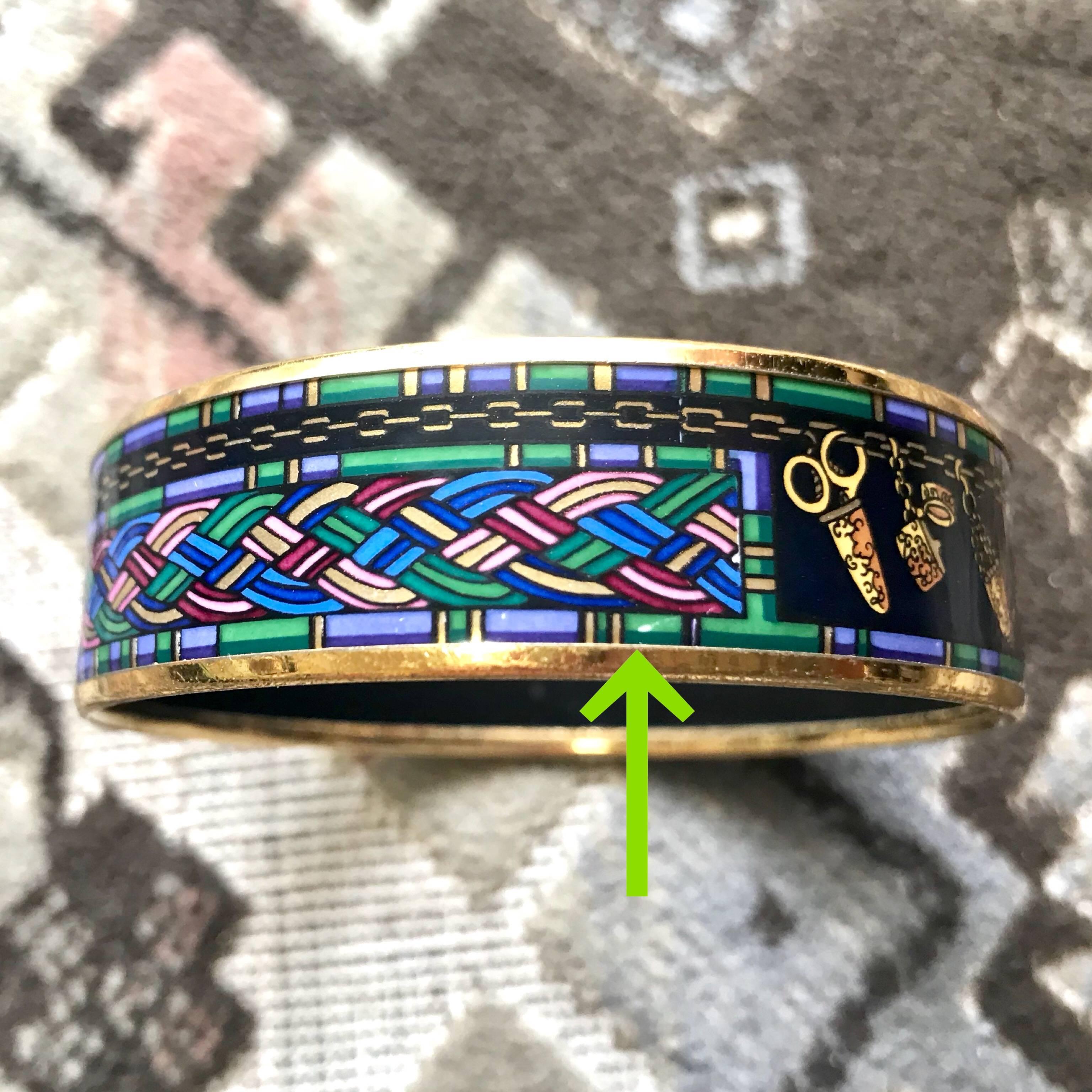 Vintage Hermes golden enamel, cloisonne bangle, bracelet. Multicolor.  For Sale 3